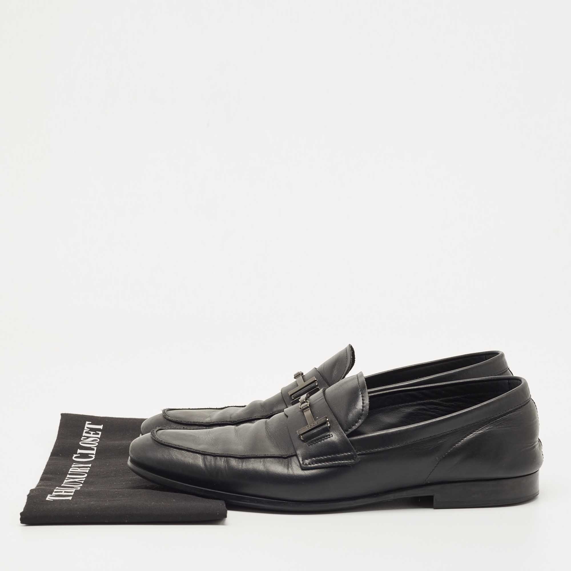 Tod's Black Leather Slip On Loafers Size 44.5