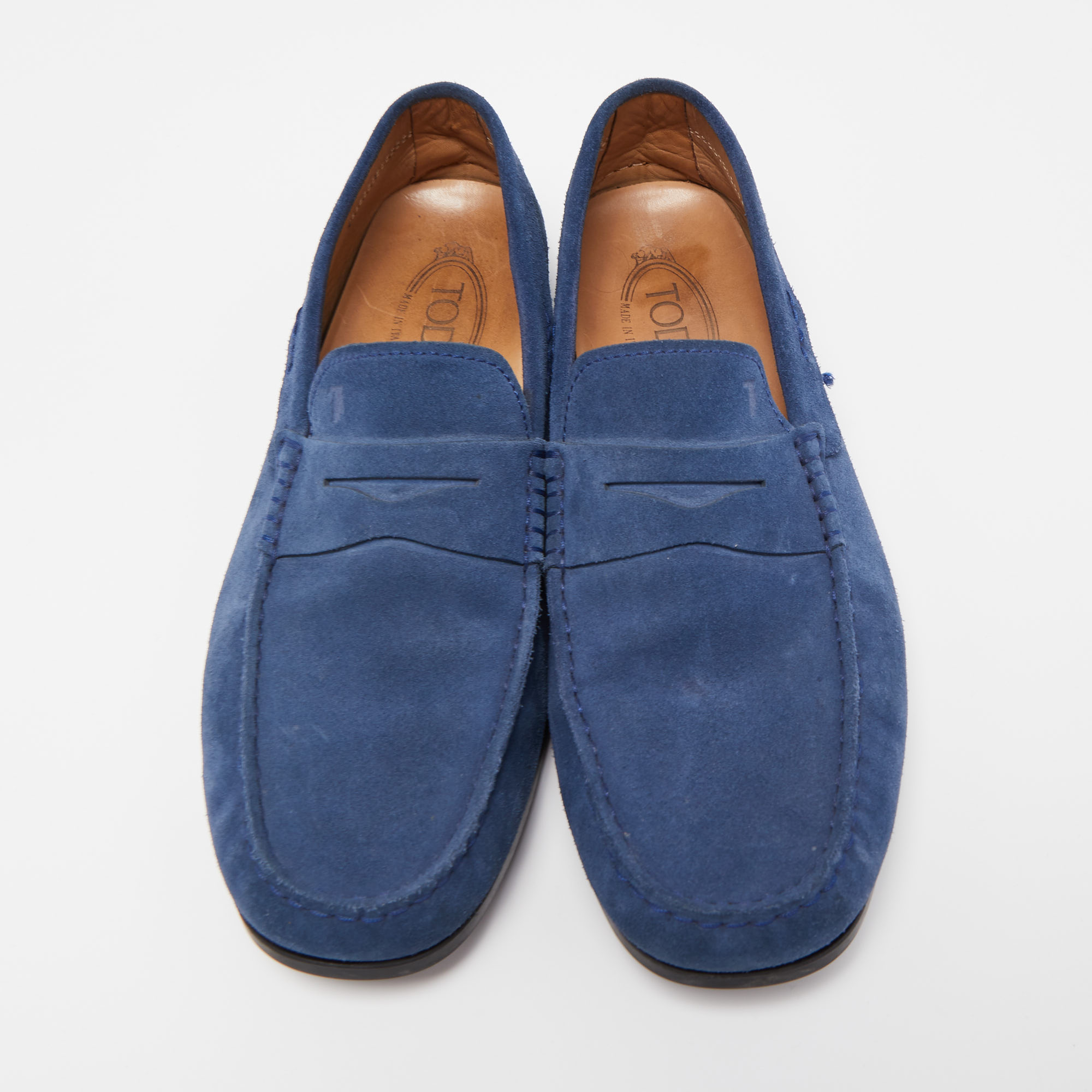 Tod's Blue Suede Penny Loafers Size 41