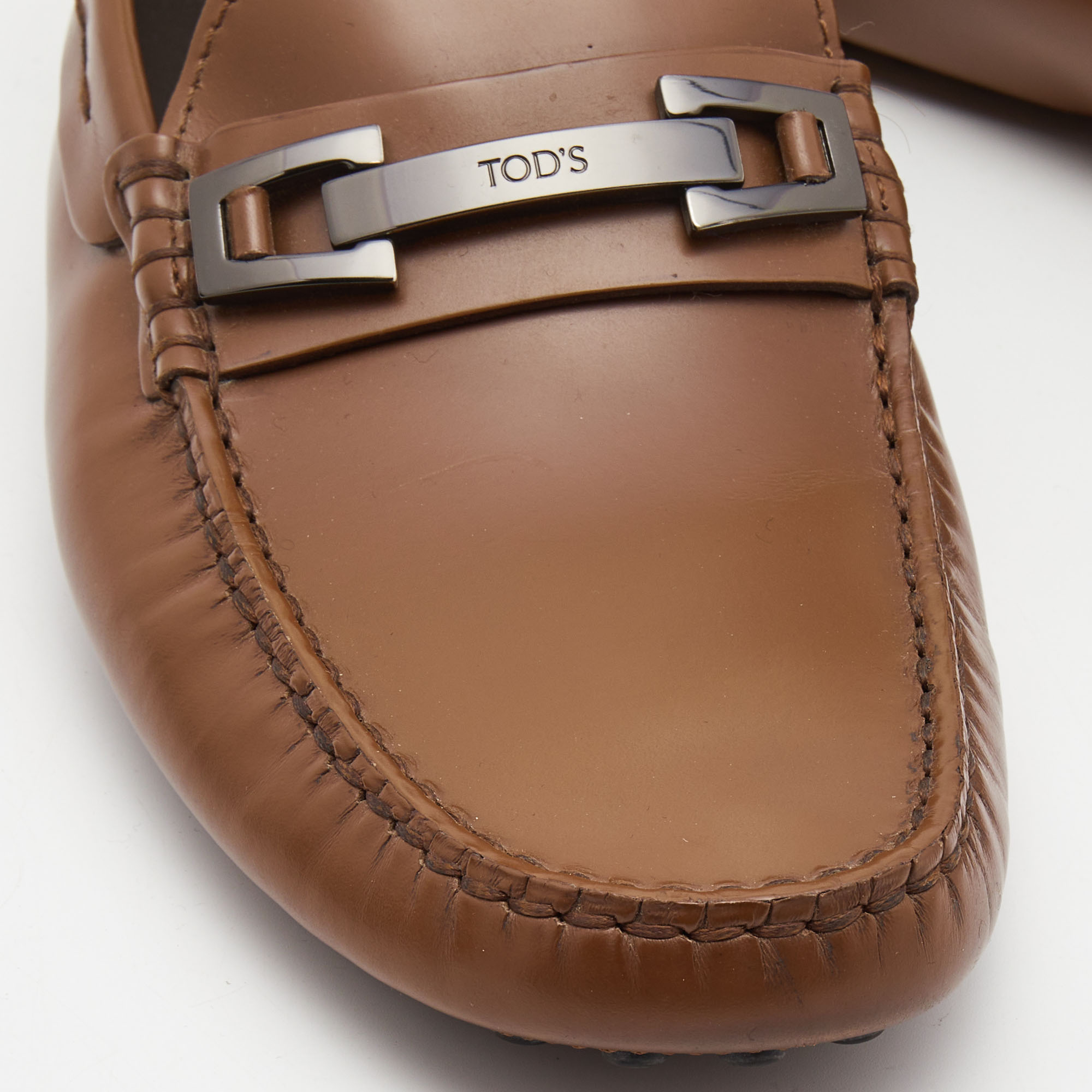 Tod's Brown Leather Buckle Loafers Size 39.5