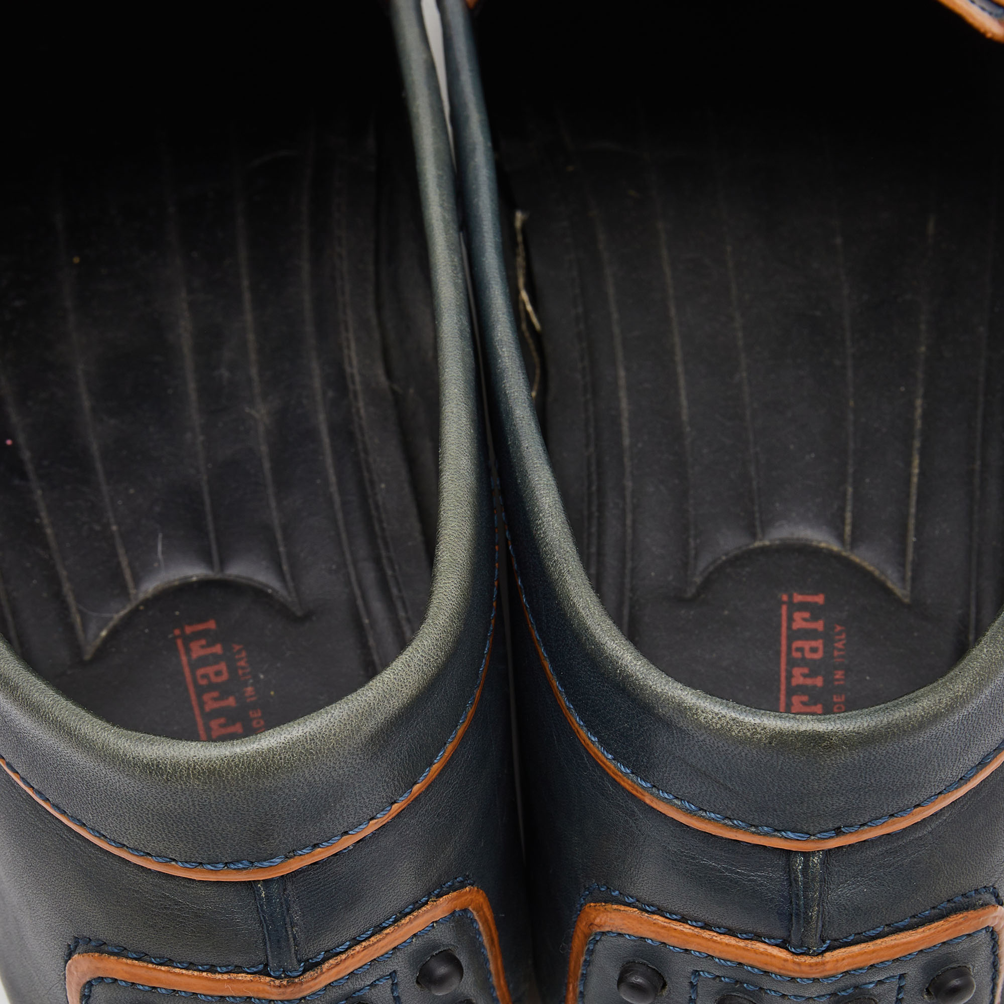 Tod's Dark Grey/Orange Leather Gommino Slip On Loafers Size 42