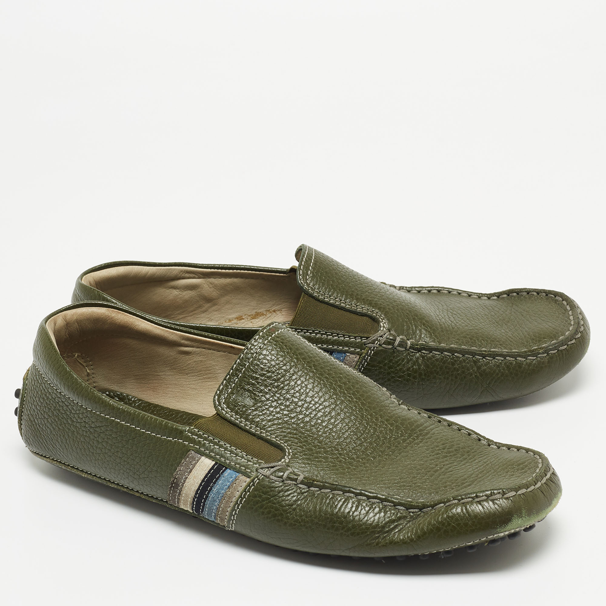 Tod's Green Leather Slip On Loafers Size 43