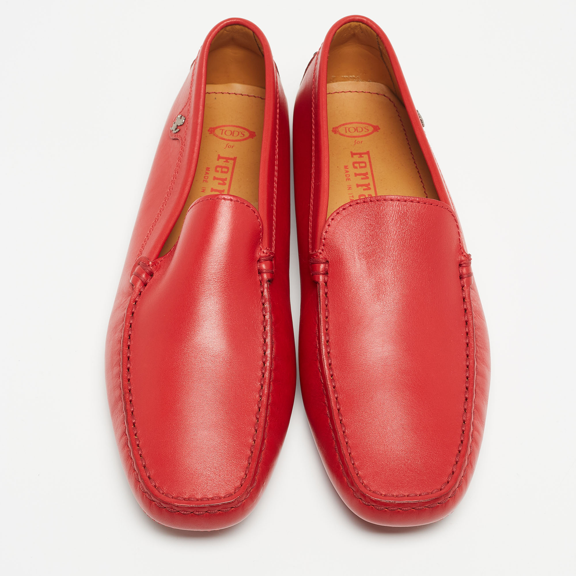 Tod's For Ferrari Red Leather Slip On Loafers Size 43