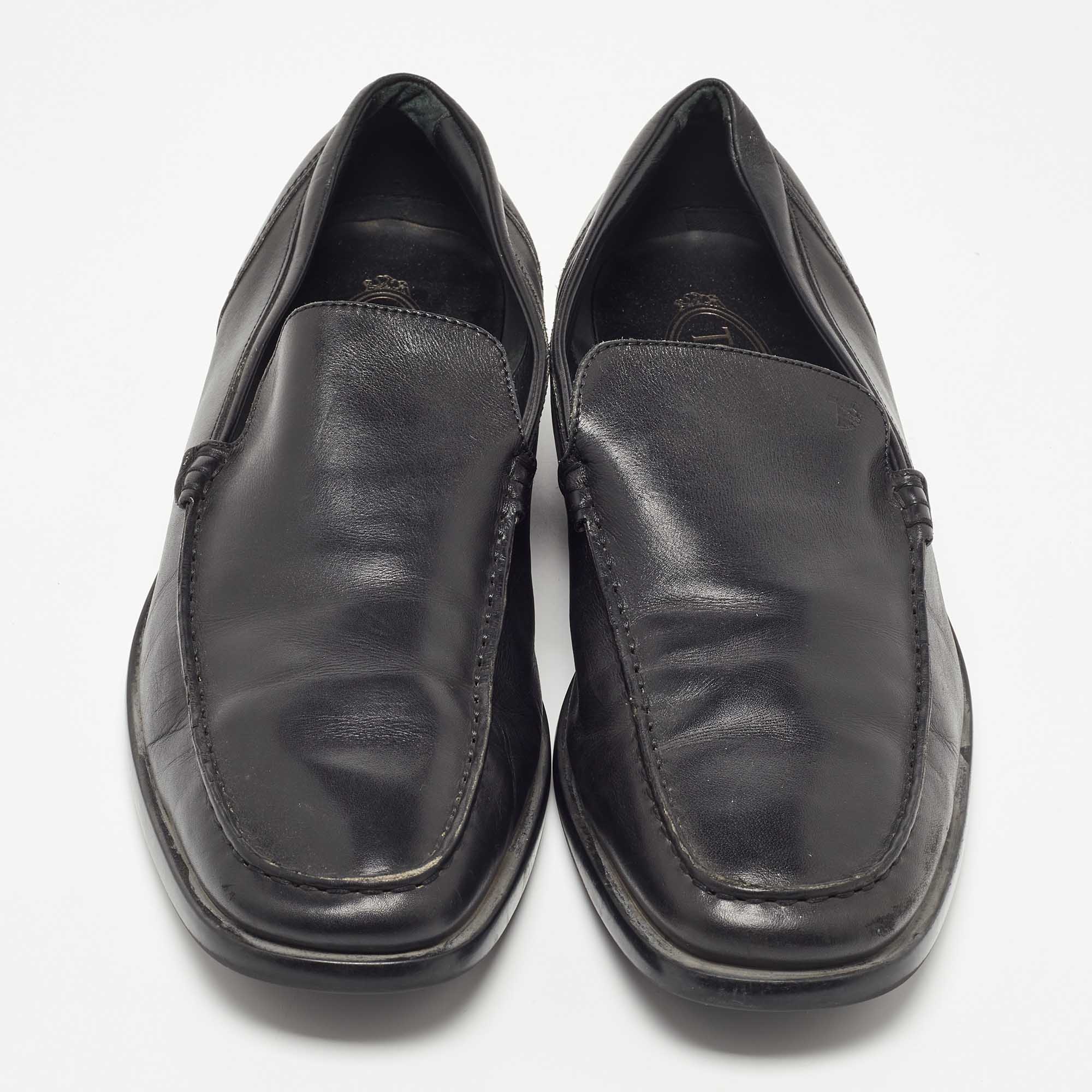 Tod's Black Leather Slip On Loafers Size 44