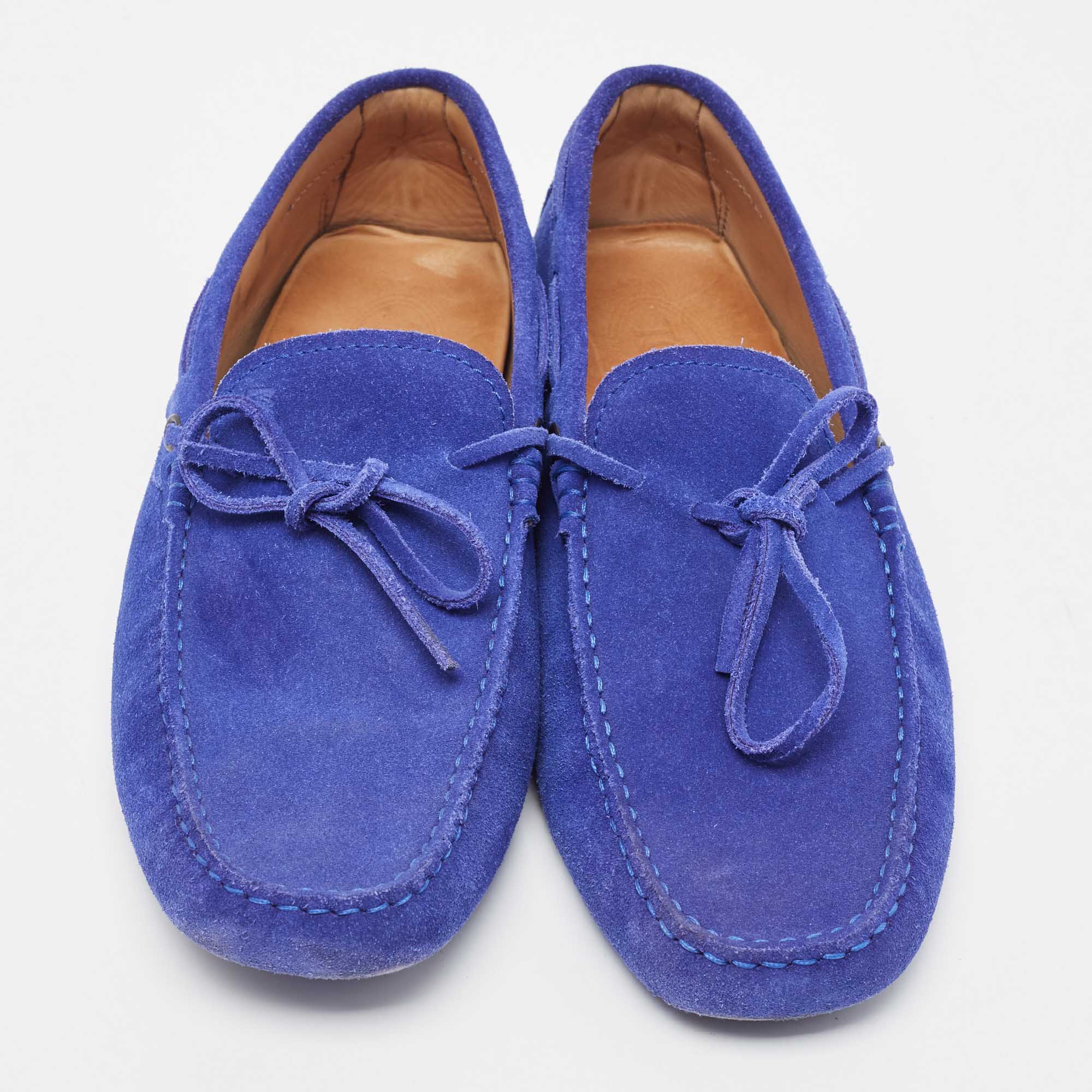 Tod's Blue Suede Bow Slip On Loafers Size 42
