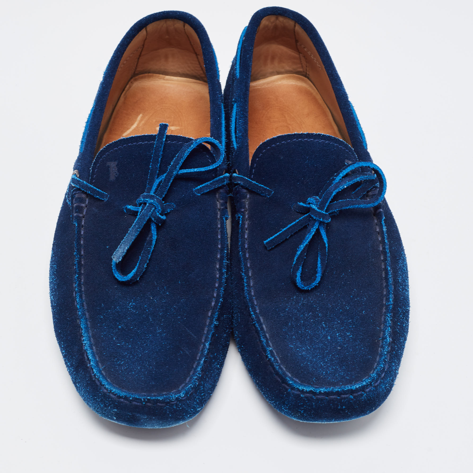 Tod's Blue Suede Bow Slip On Loafers Size 41.5