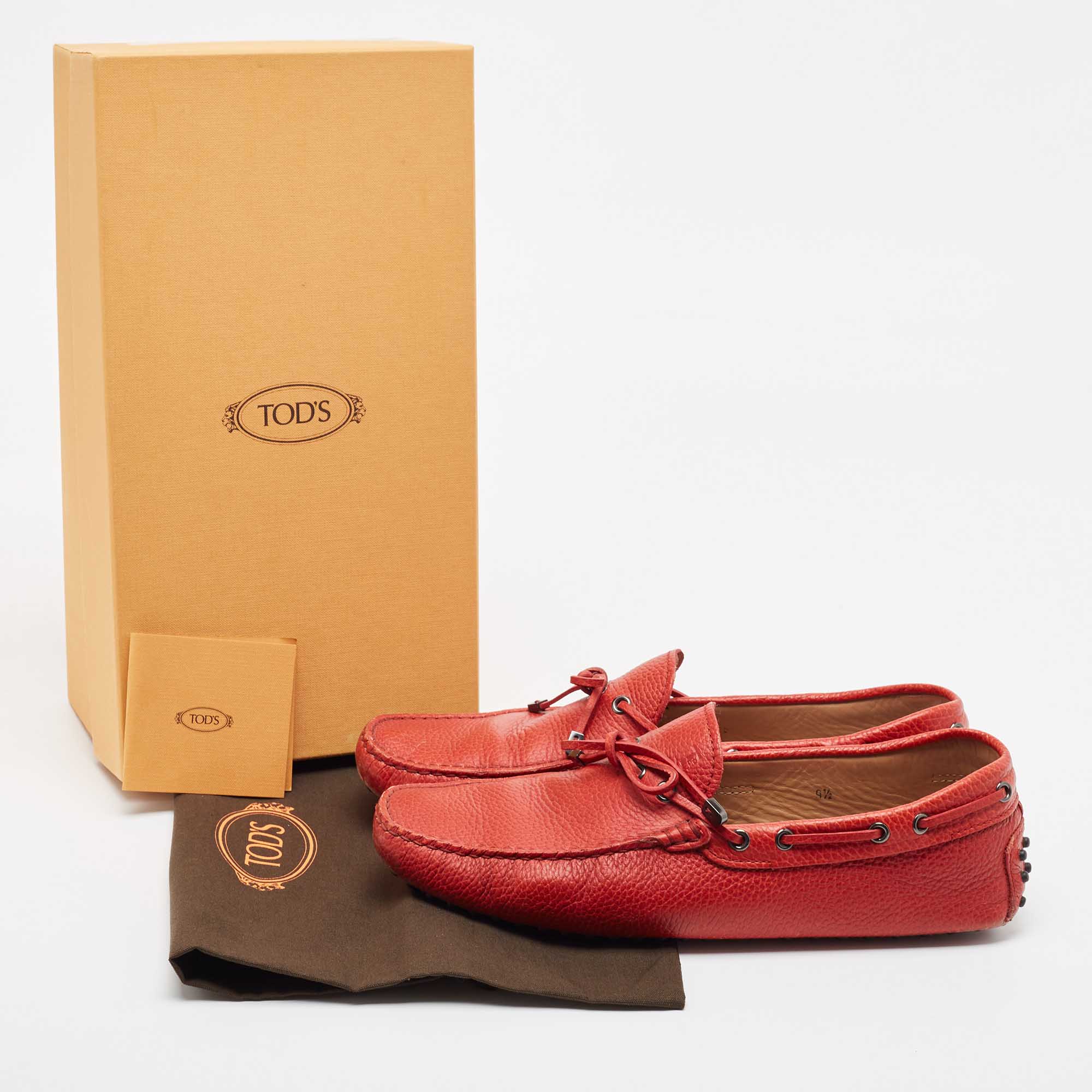 Tod's Red Leather Bow Slip On Loafers Size 44