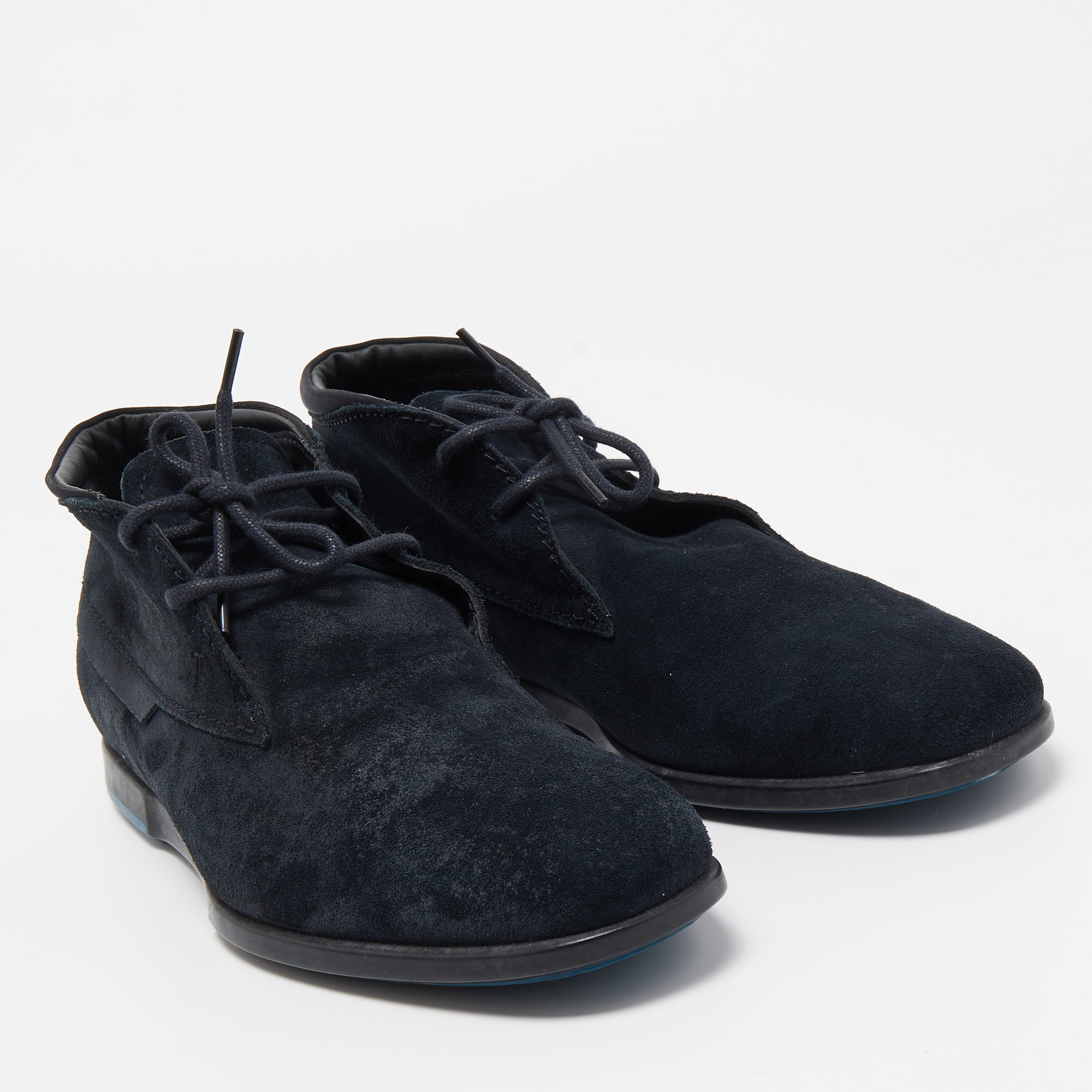 Tod's Navy Blue Suede Lace Up Ankle Boots Size 39