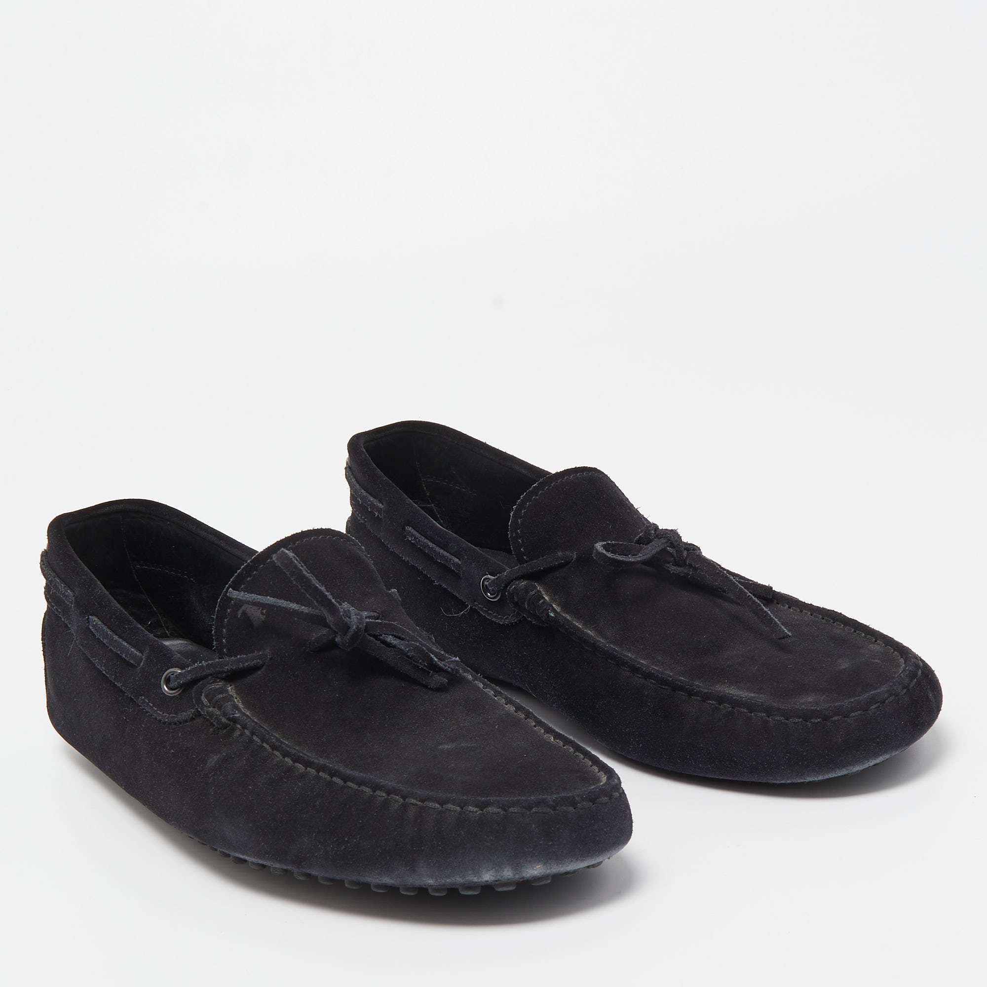 Tod's Black Suede Gommino Driving Loafers Size 43