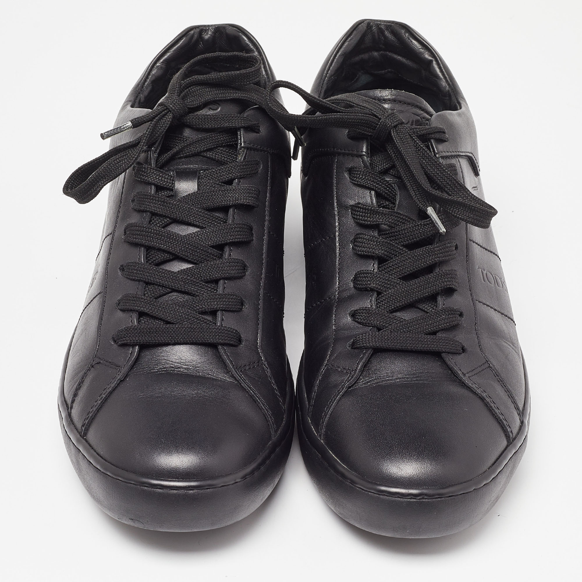 Tod's Black Leather Low Top Sneakers Size 44