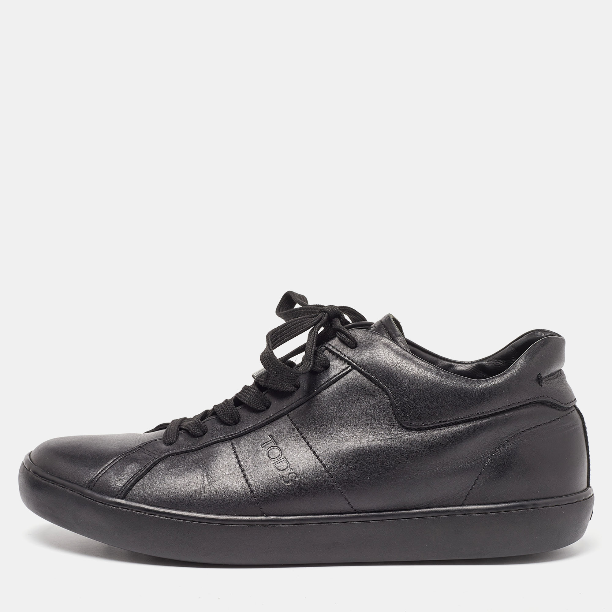 Tod's black leather low top sneakers size 44