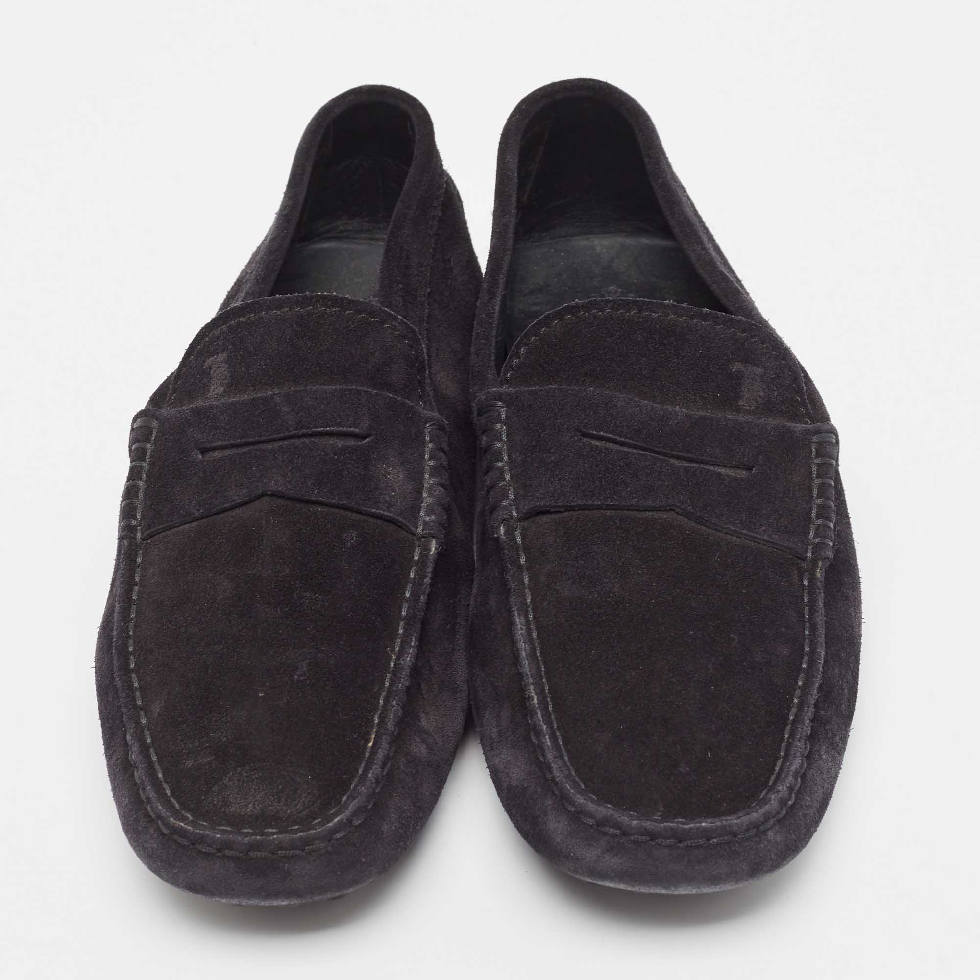 Tod's Black Suede Penny Loafers Size 39