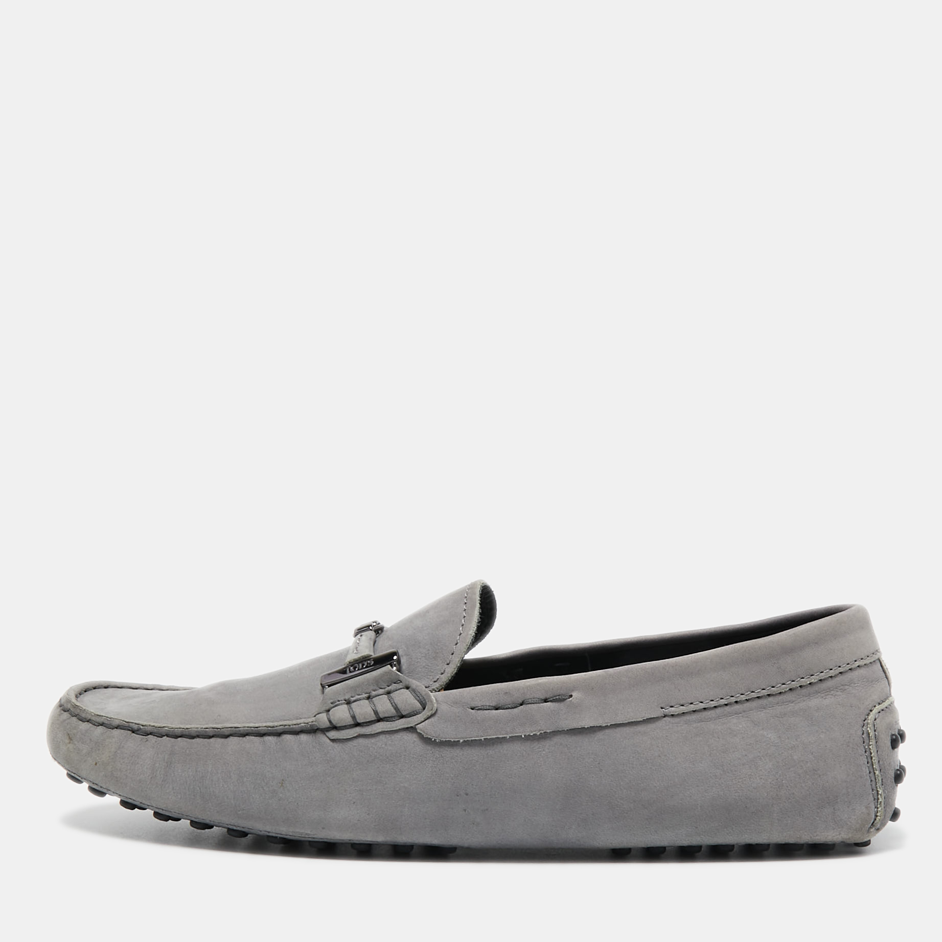 Tod's Grey Nubuck Leather Slip On Loafers Size 43