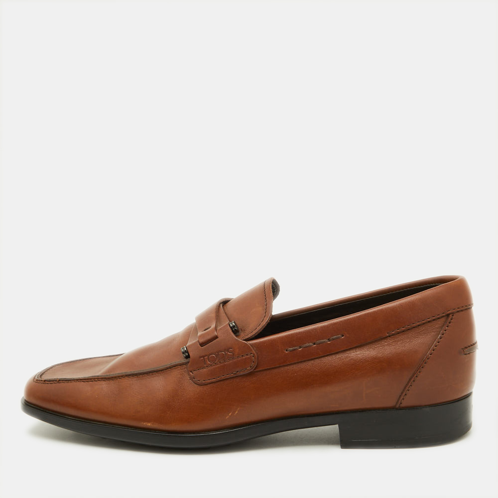 Tod's Brown Leather Slip On Loafers Size 39