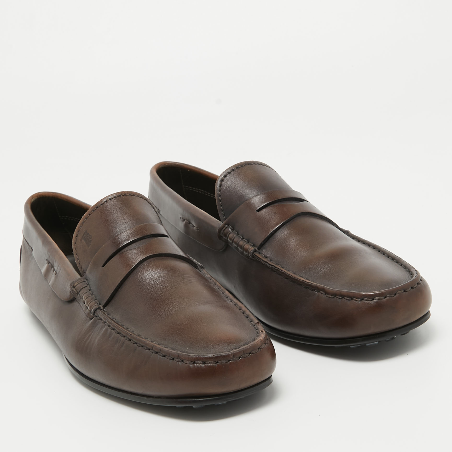 Tod's Brown Leather Penny Loafers Size 42