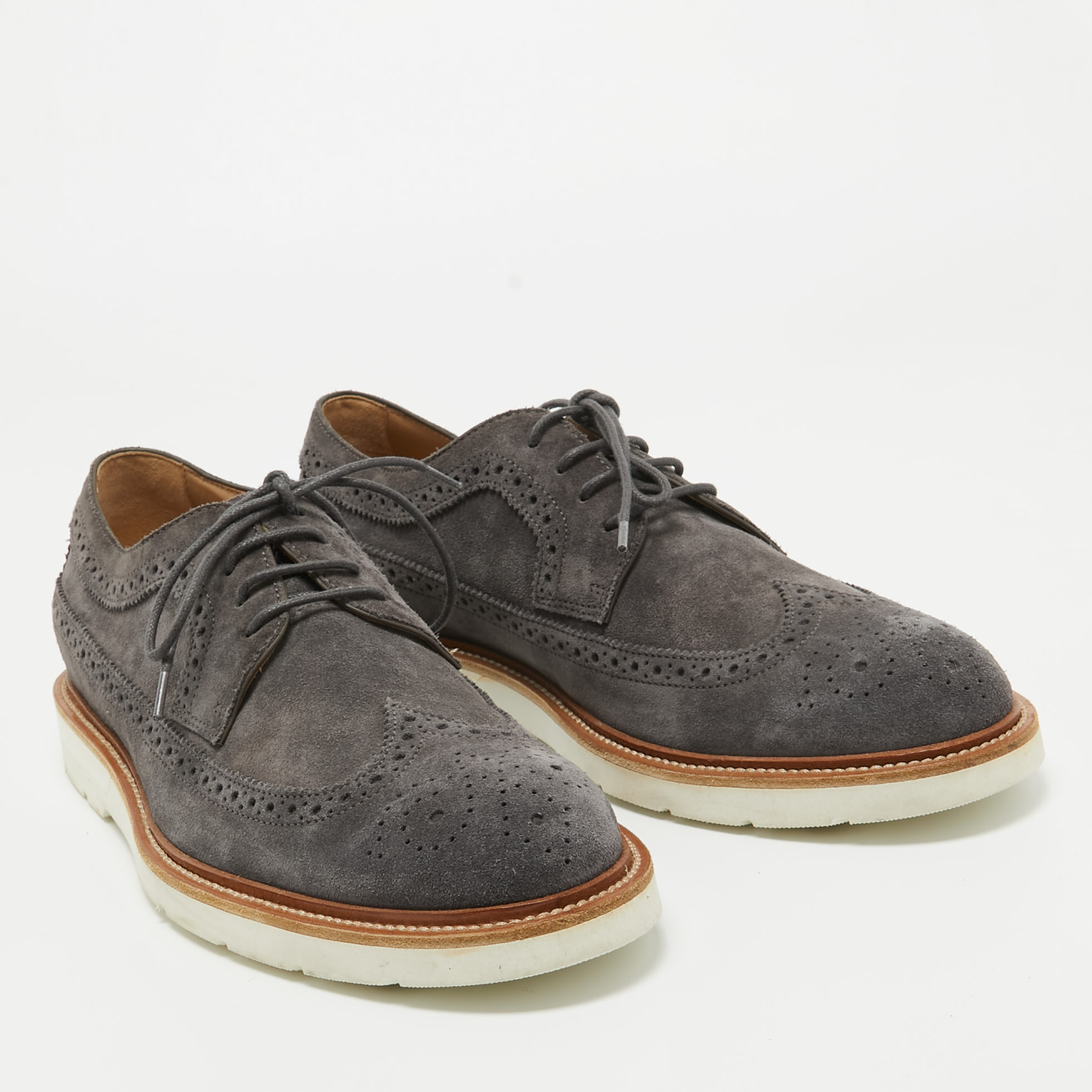 Tod's Grey Brogue Suede Lace Up Derby Size 41.5