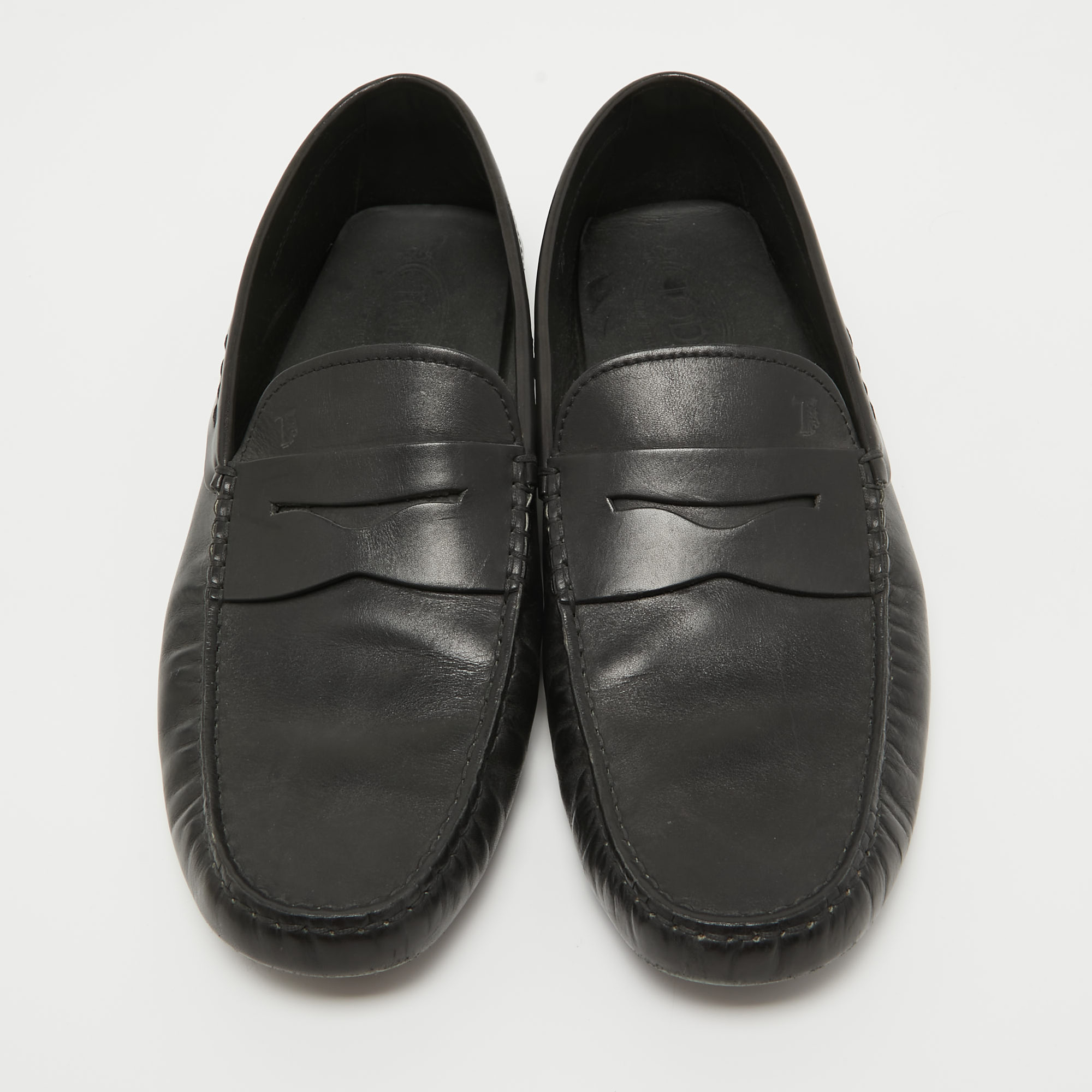 Tod's Black Leather Penny Loafers Size 44.5
