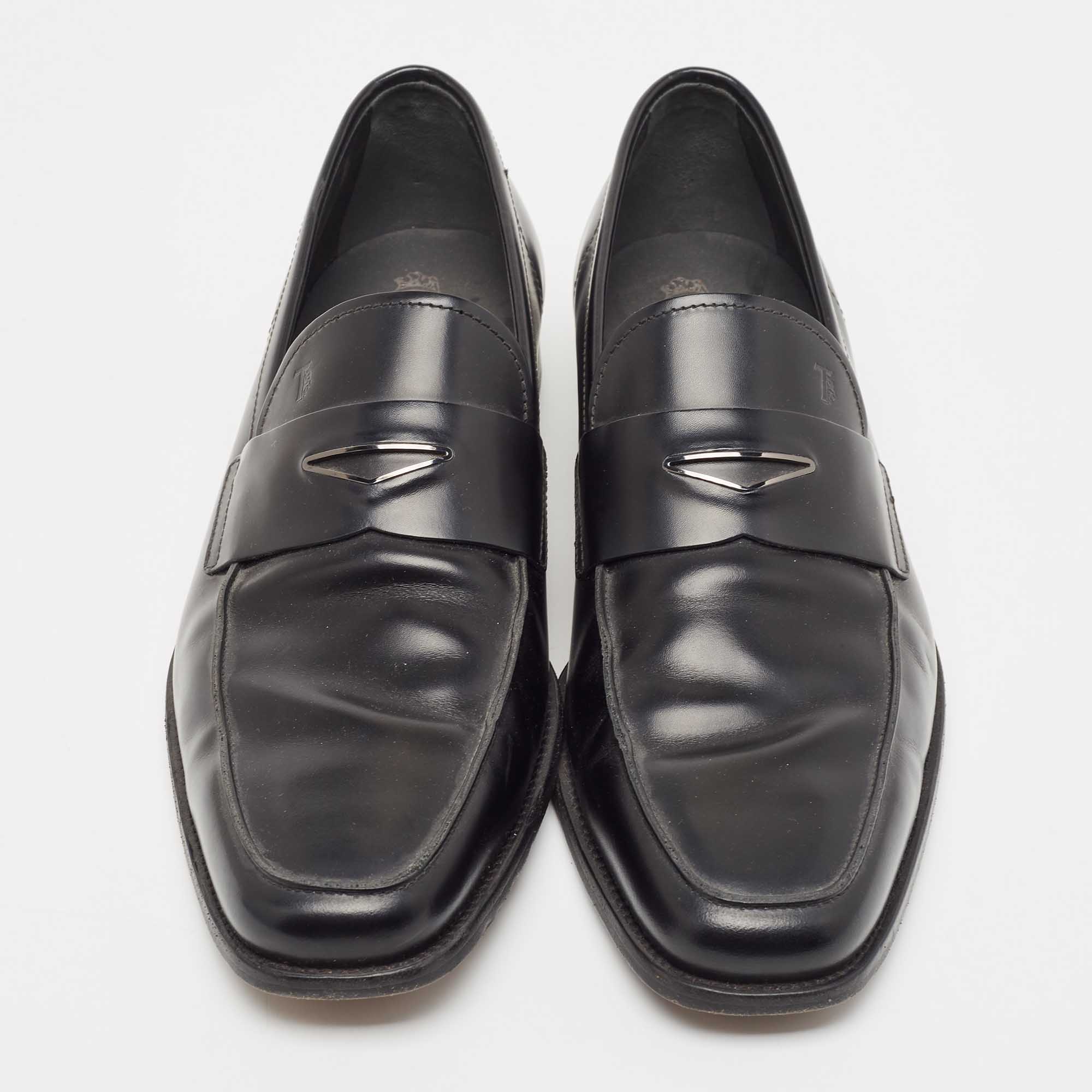 Tod's Black Leather Penny Loafers Size 44.5
