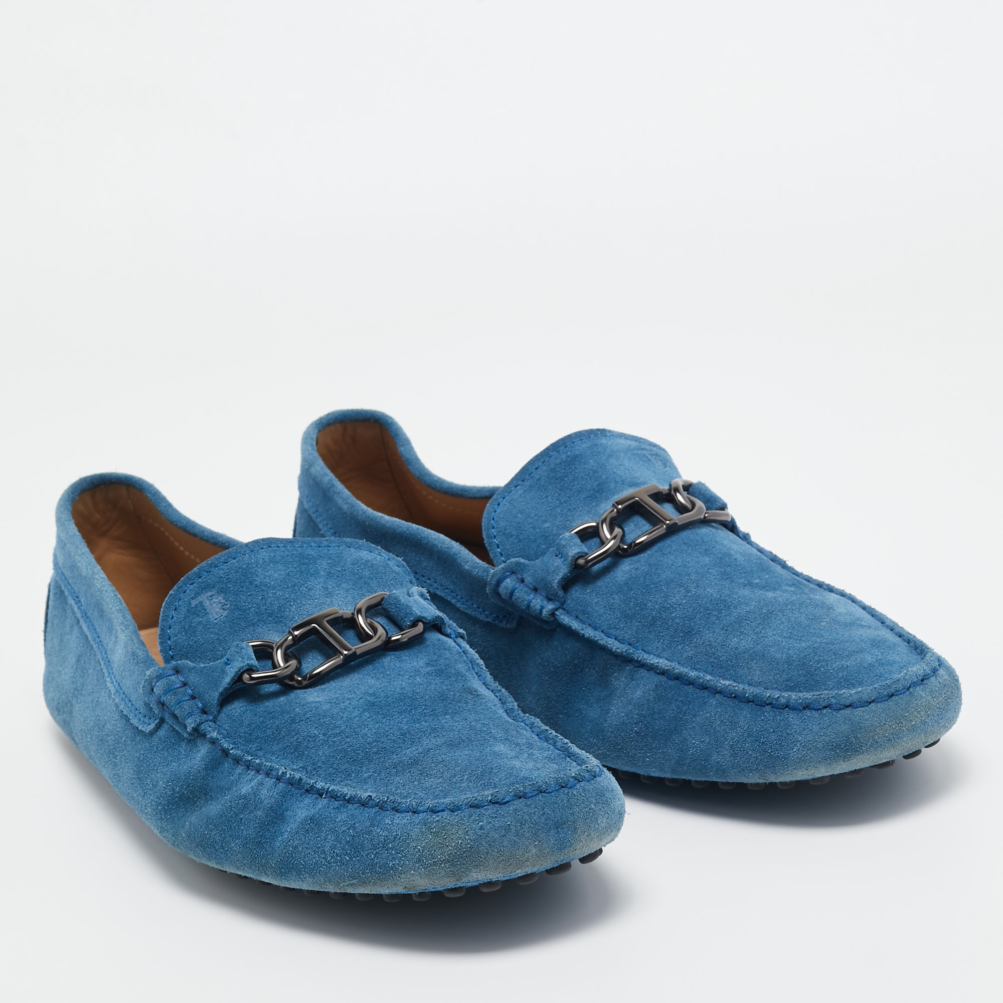 Tod's Blue Suede Slip On Loafers Size 45.5