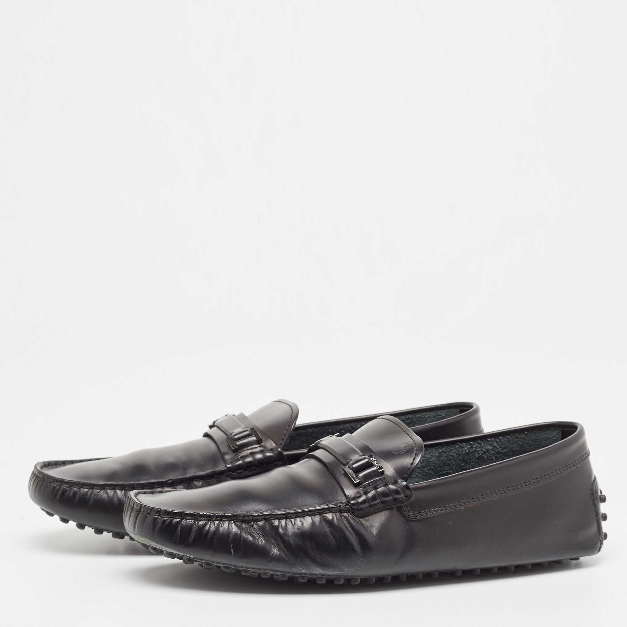 Tod's Black Leather Slip On Loafers Size 44