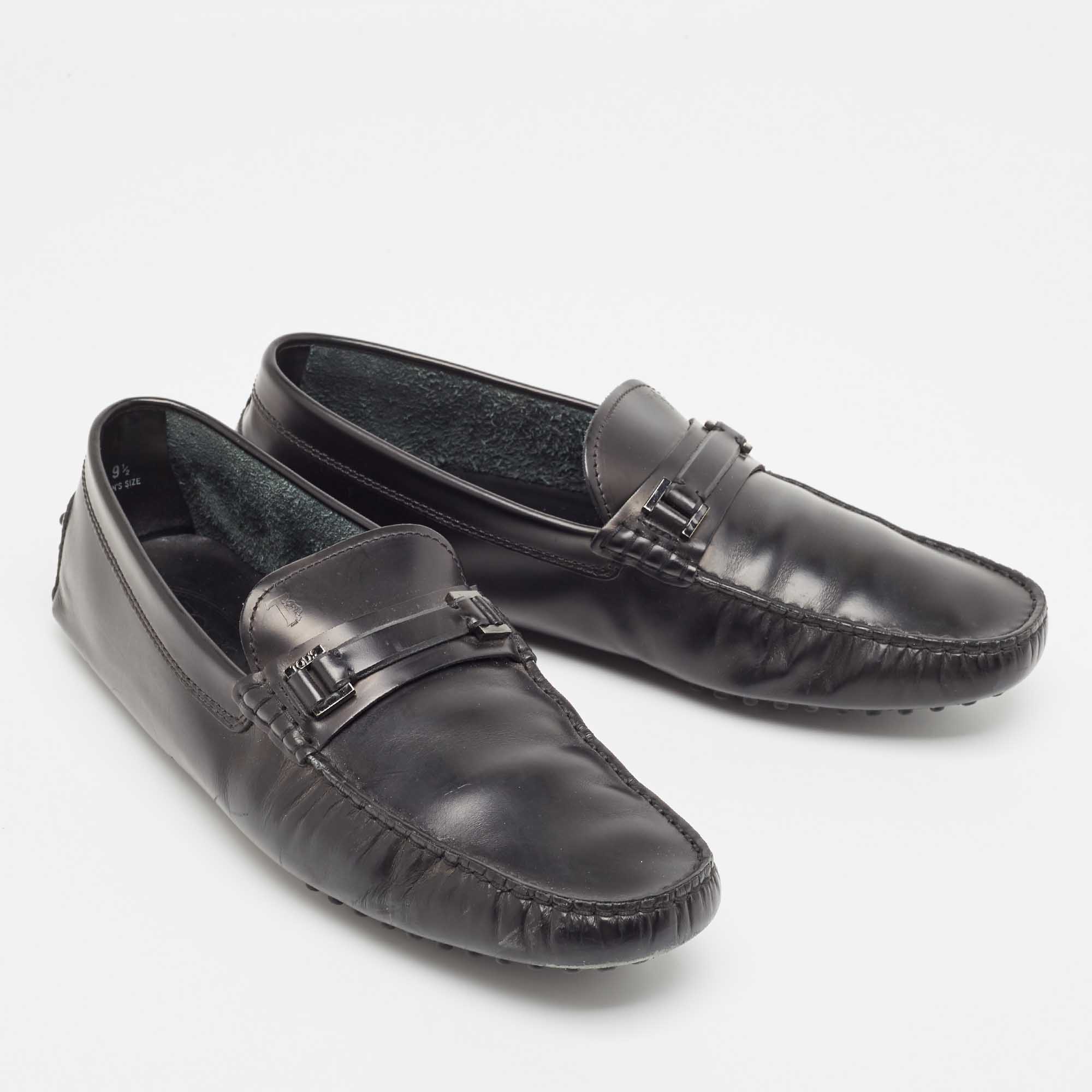 Tod's Black Leather Slip On Loafers Size 44