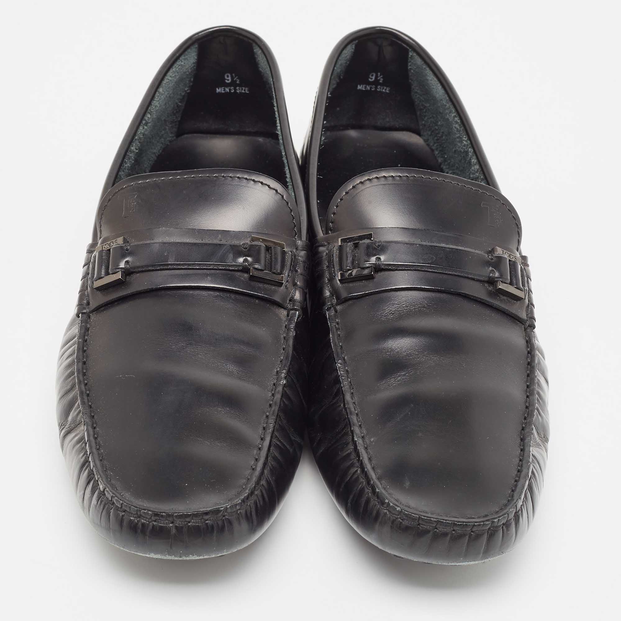 Tod's Black Leather Slip On Loafers Size 44