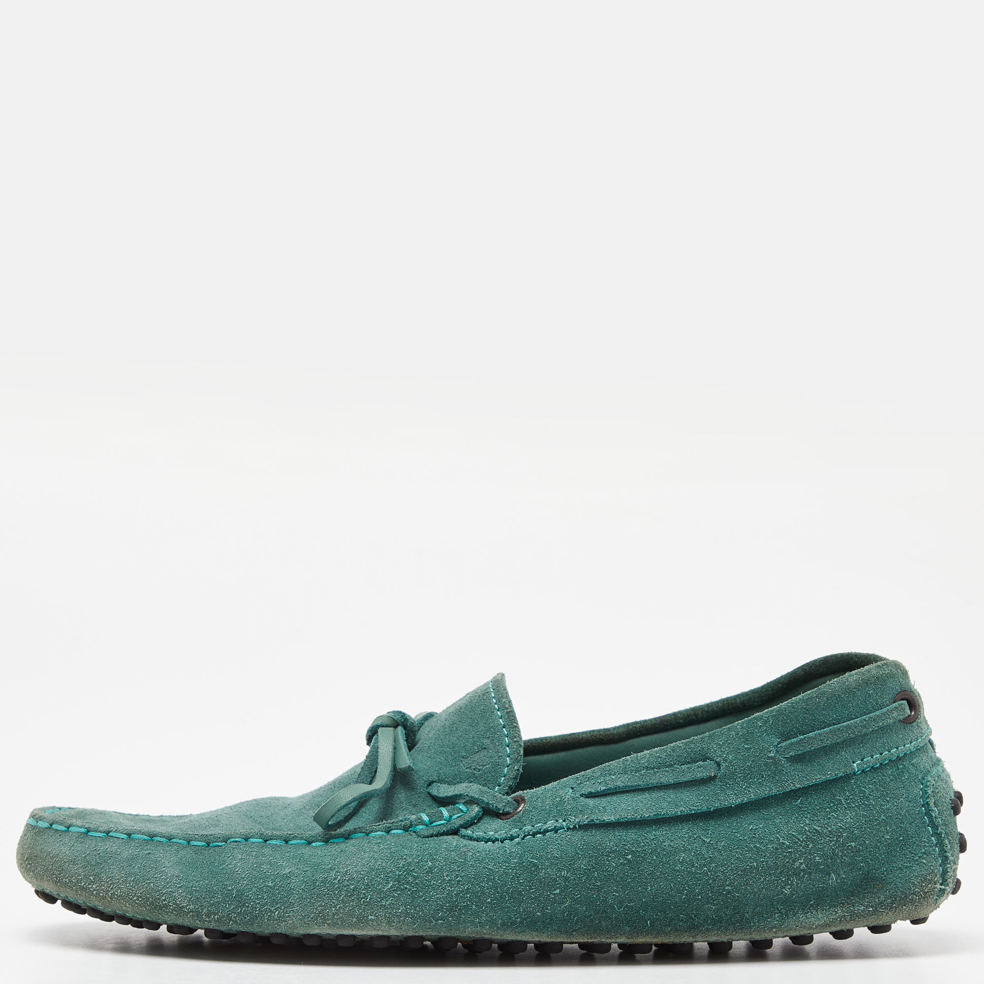 Tod's green suede gommino slip on loafers size 39.5