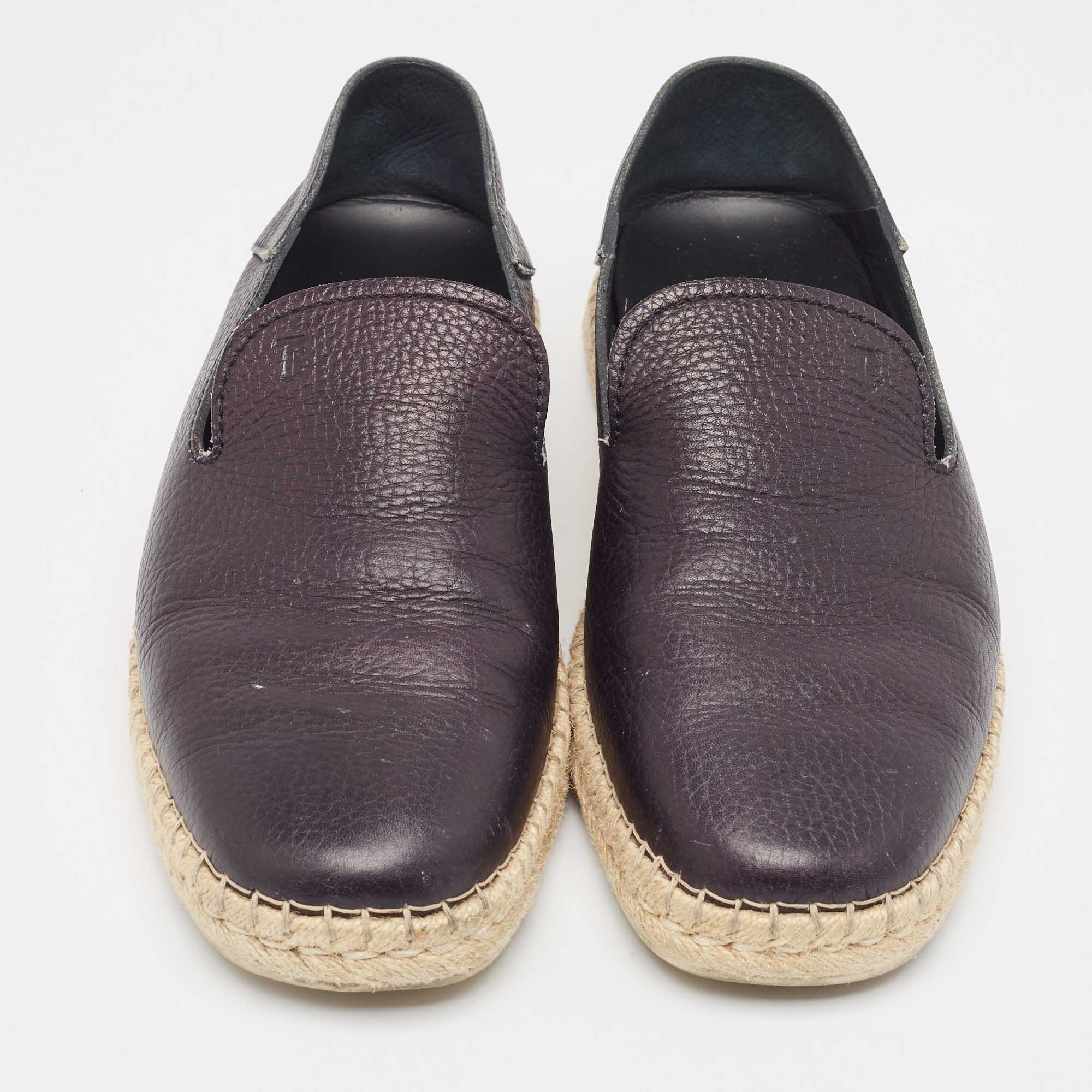 Tod's Black Leather Slip On Espadrilles Flats Size 39.5