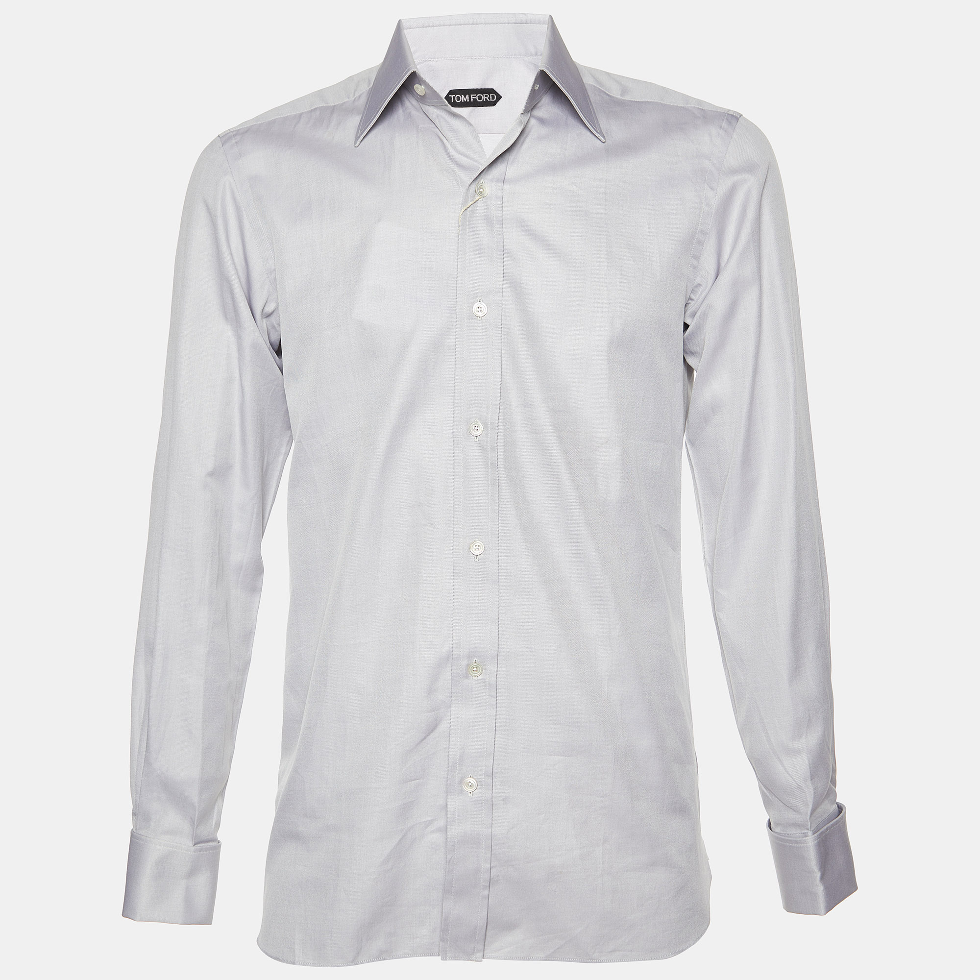 Tom ford grey cotton long sleeve shirt m (eu 39)