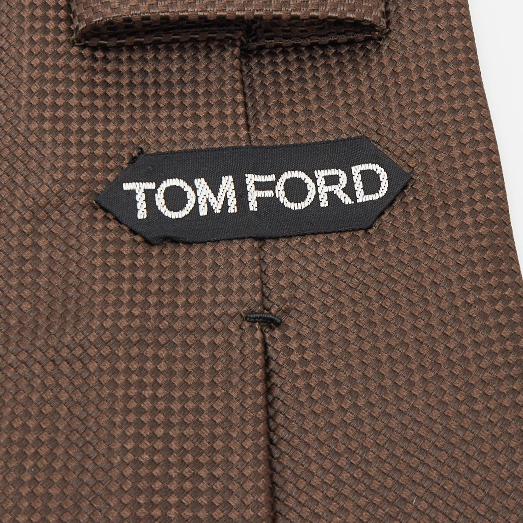 Tom Ford Brown Bucket Weave Silk Traditional Tie