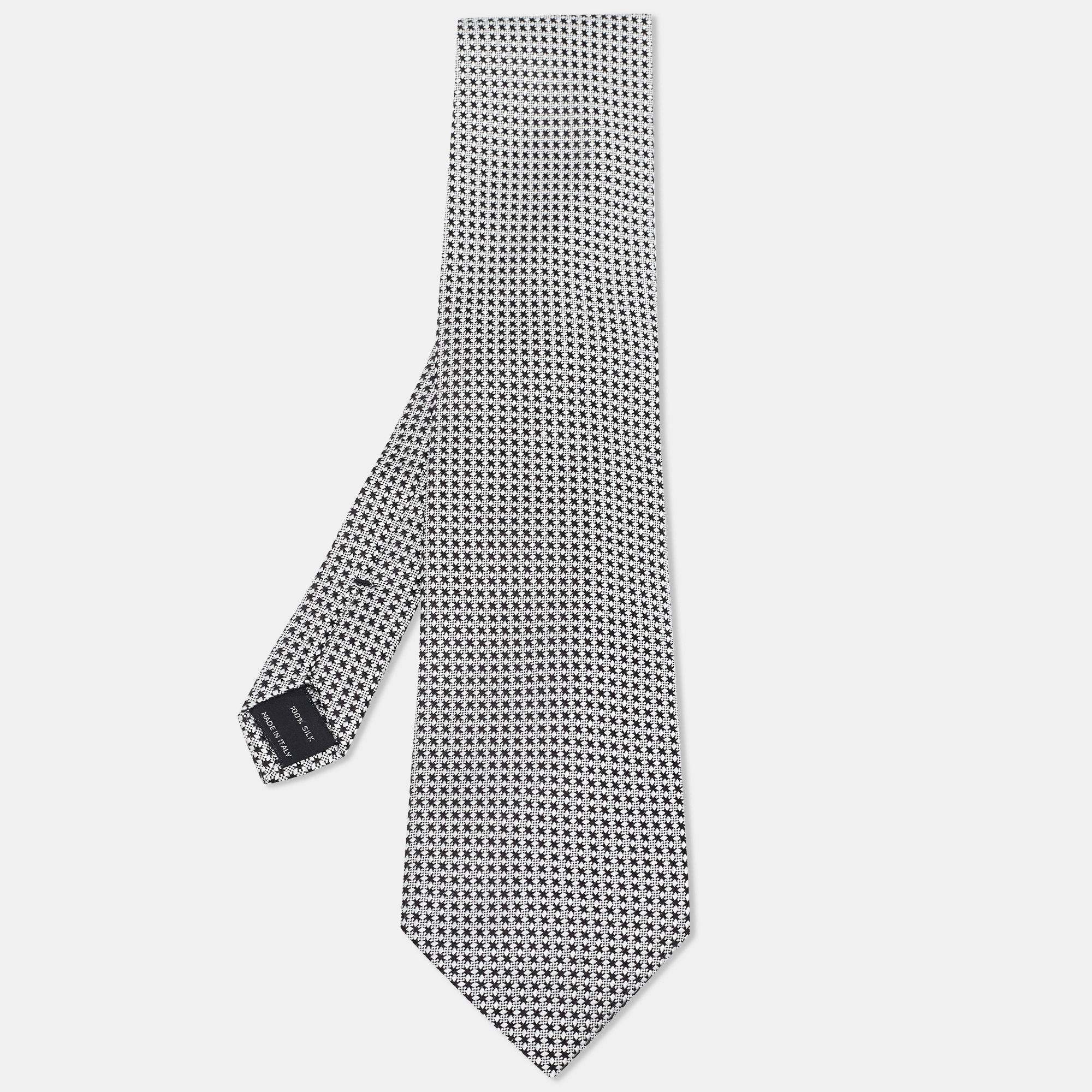 Tom Ford White/Black Patterned Silk Traditional Tie