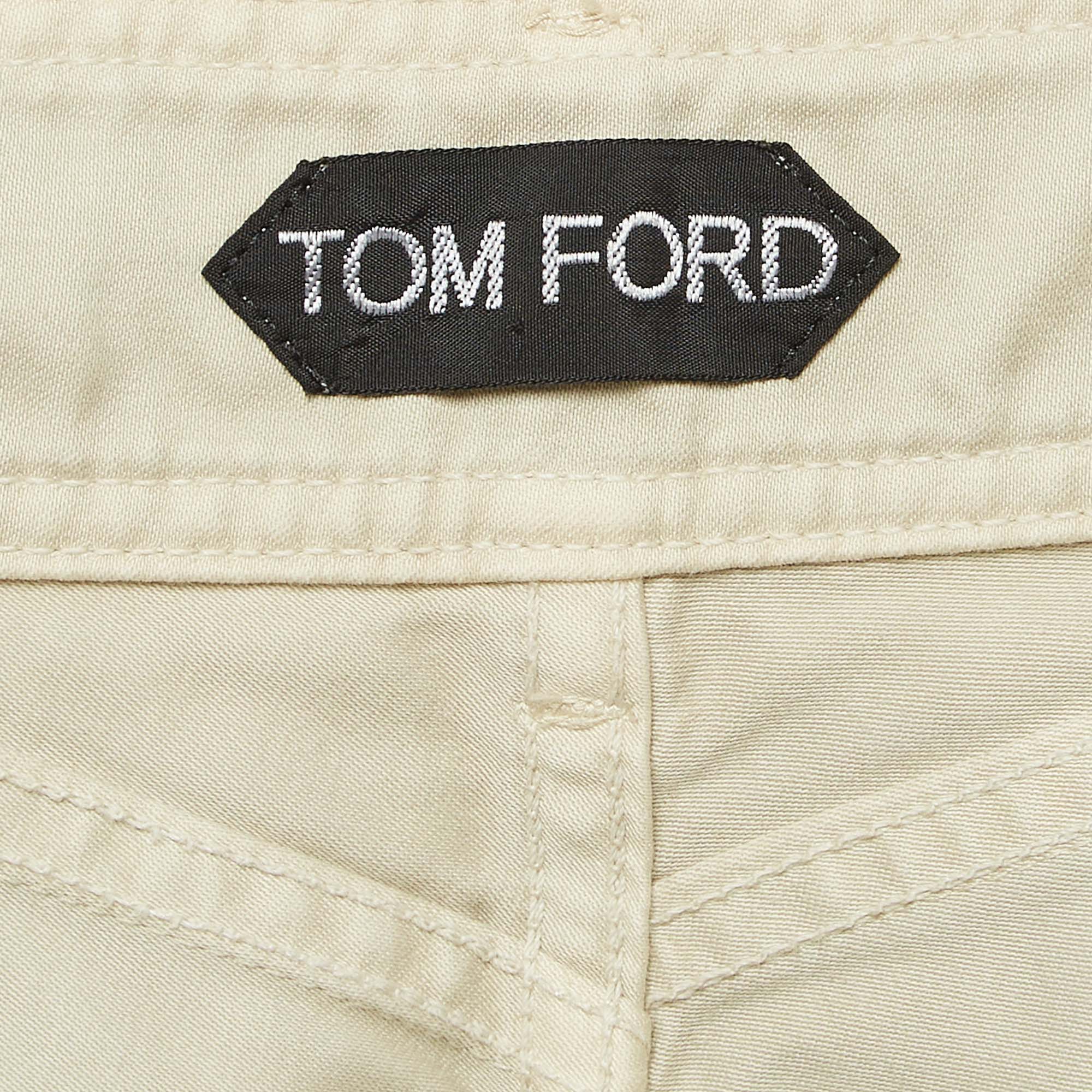 Tom Ford Cream Cotton Slim Fit Trousers M