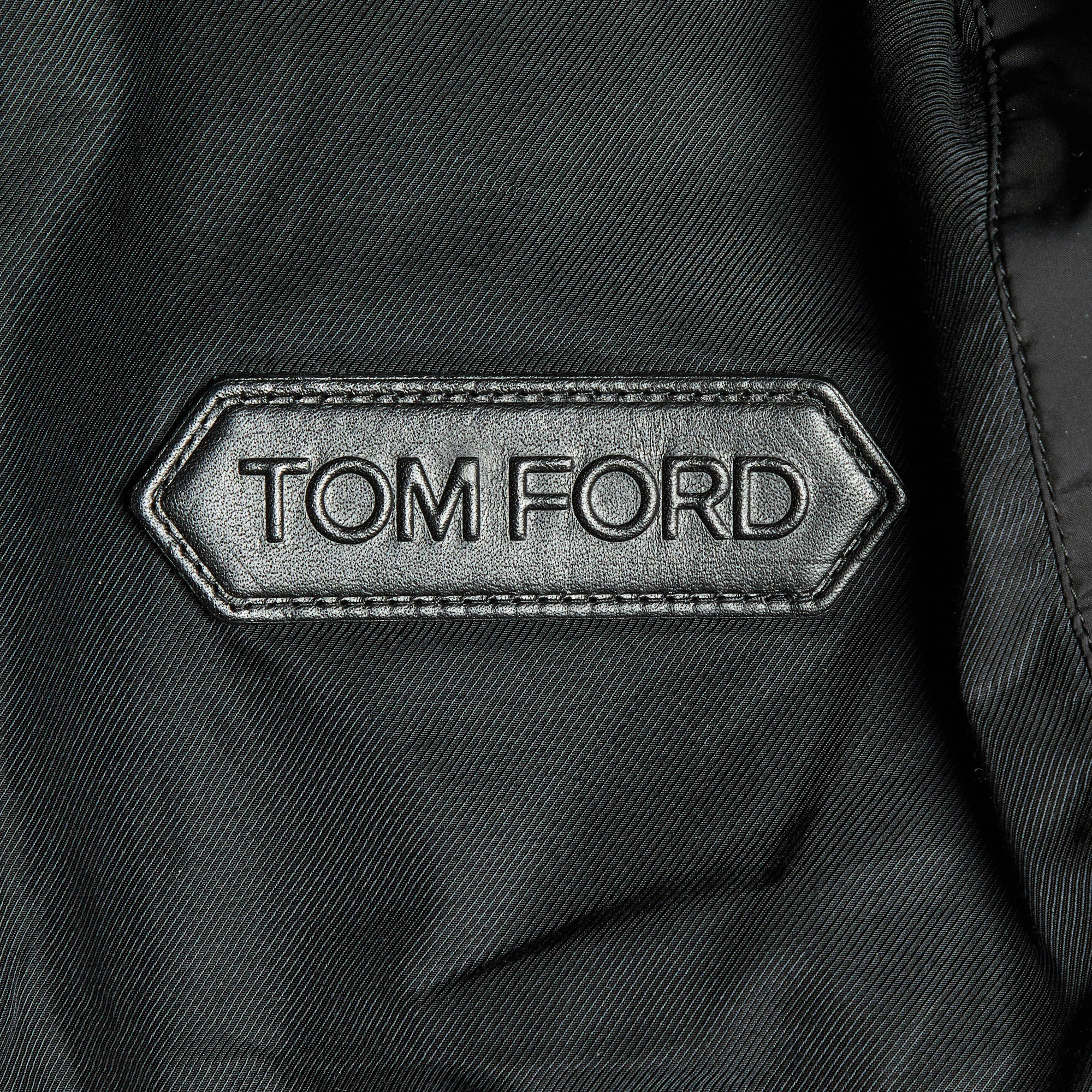 Tom Ford Black Synthetic Zip-Up Puffer Jacket XL