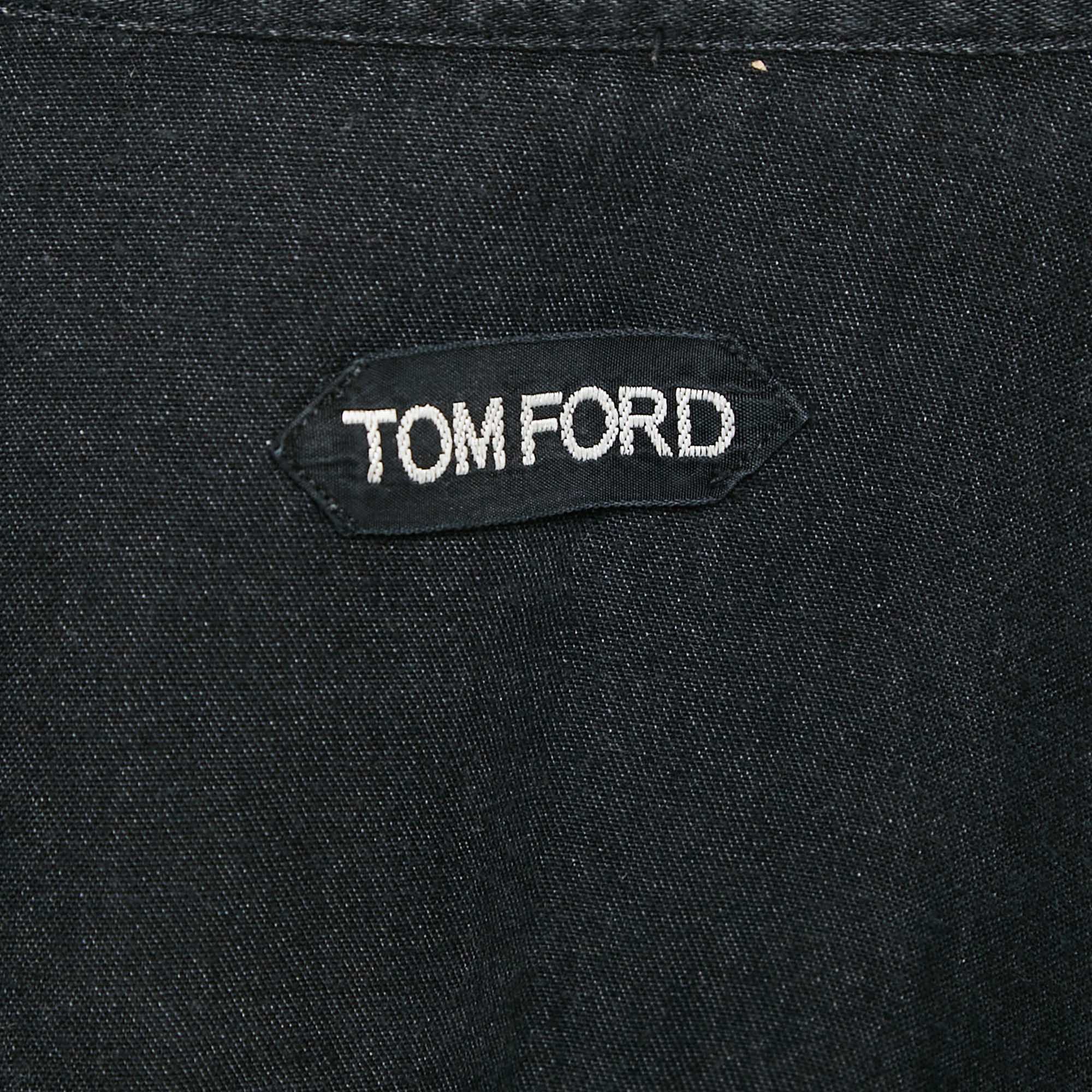 Tom Ford Black Faded Denim Button Front Shirt M