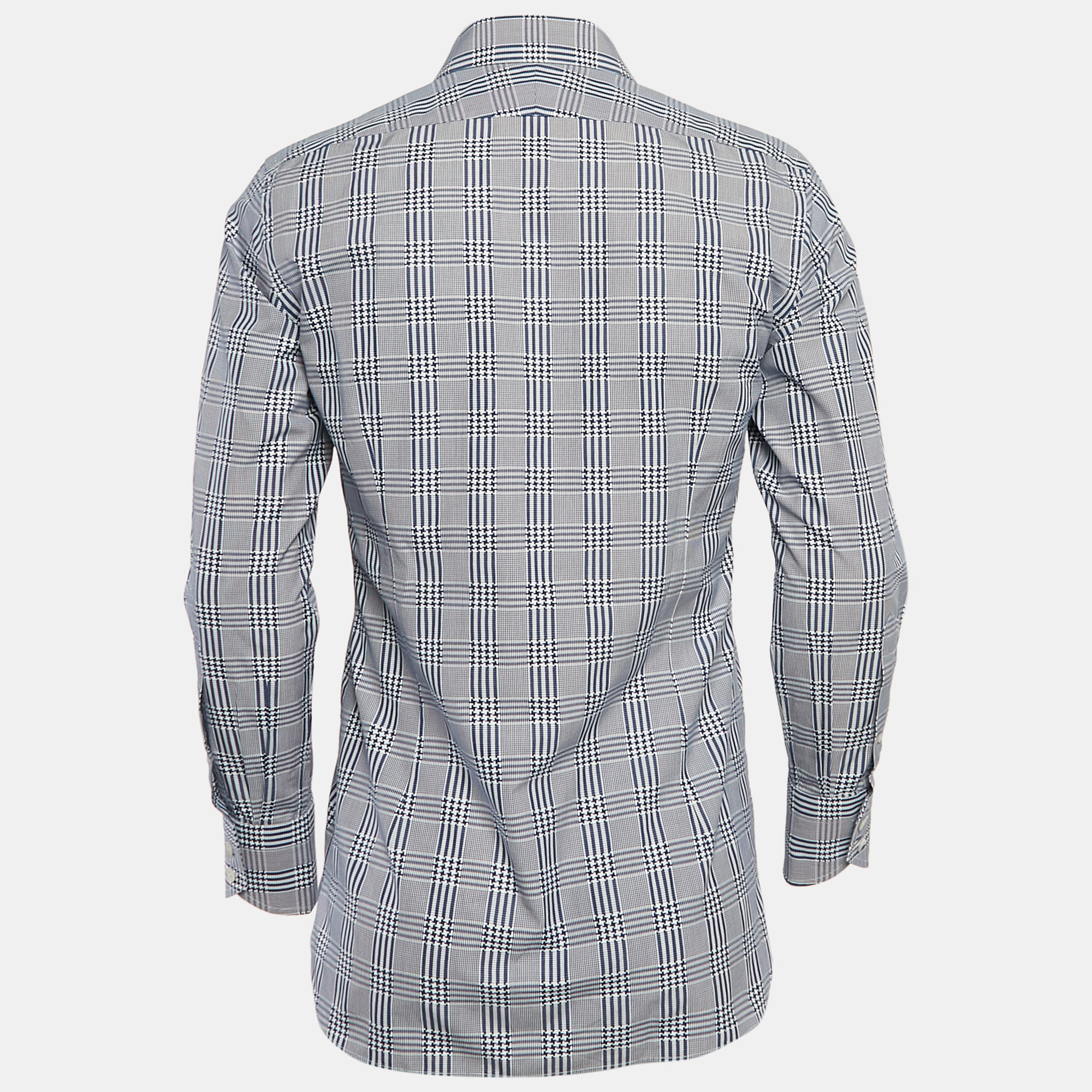 Tom Ford Blue Checked Cotton Long Sleeve Shirt M