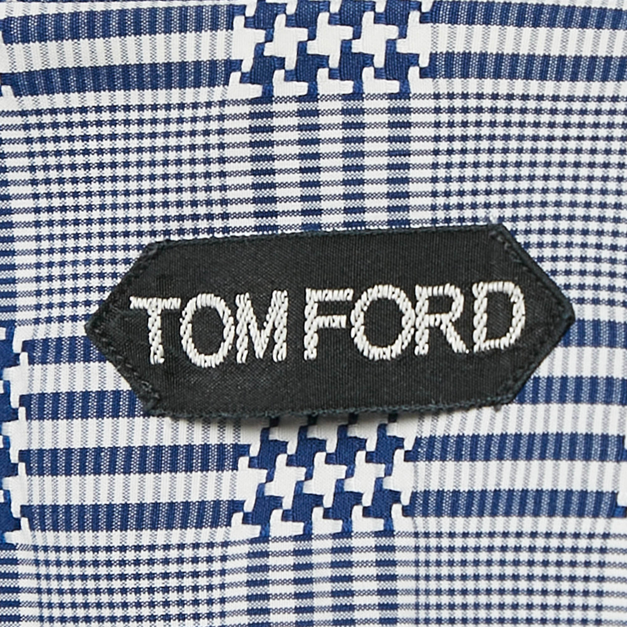 Tom Ford Blue Checked Cotton Long Sleeve Shirt M