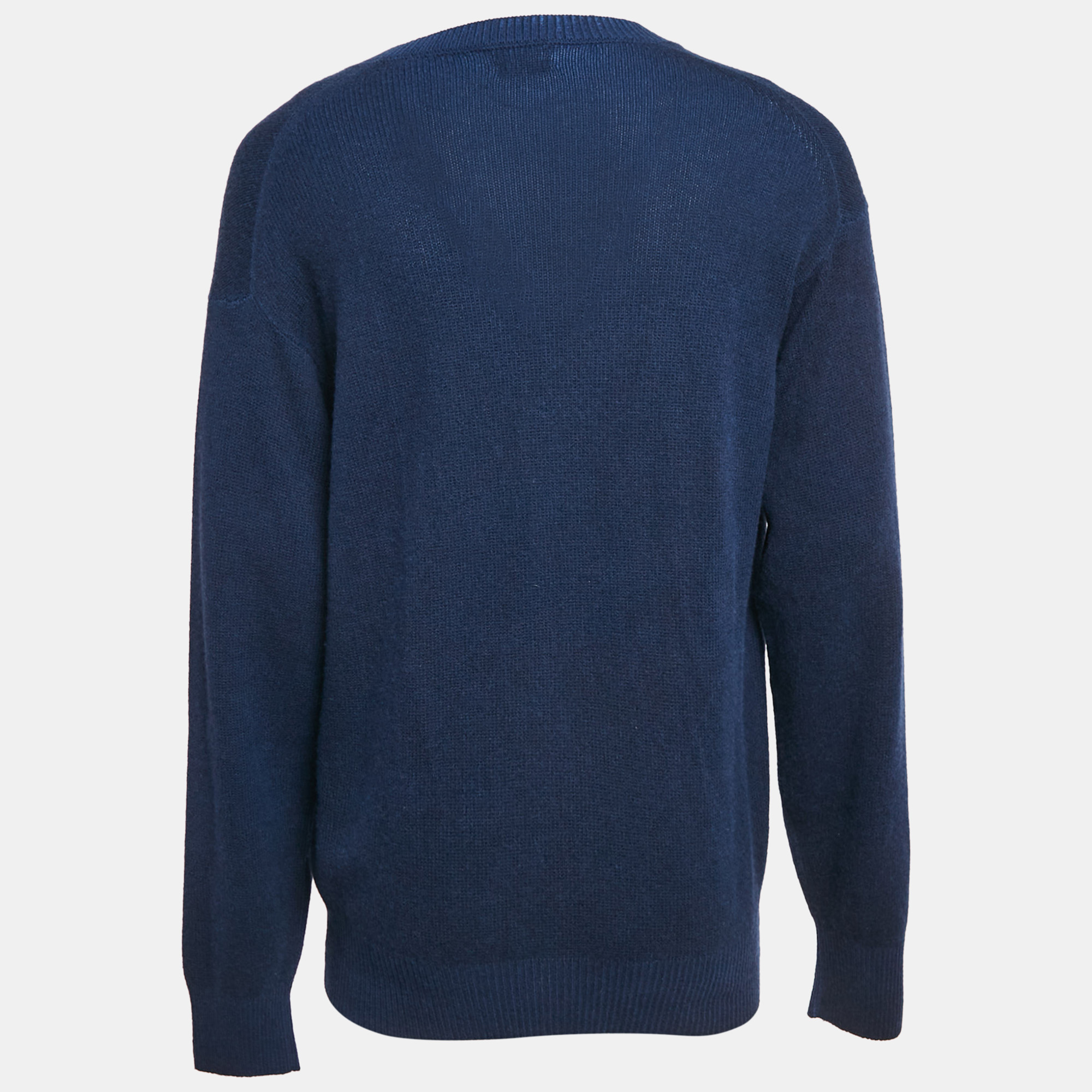 Tom Ford Navy Blue Cashmere Knit V-Neck Sweater XL