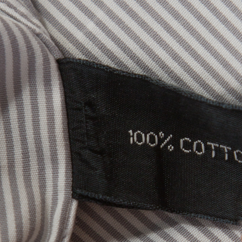 Tom Ford White & Grey Striped Cotton Button Front Shirt XXL