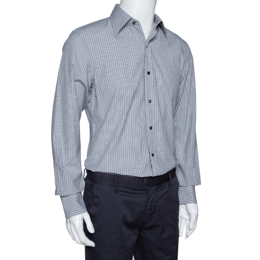 

Tom Ford Monochrome Checked Cotton Long Sleeve Shirt, Black