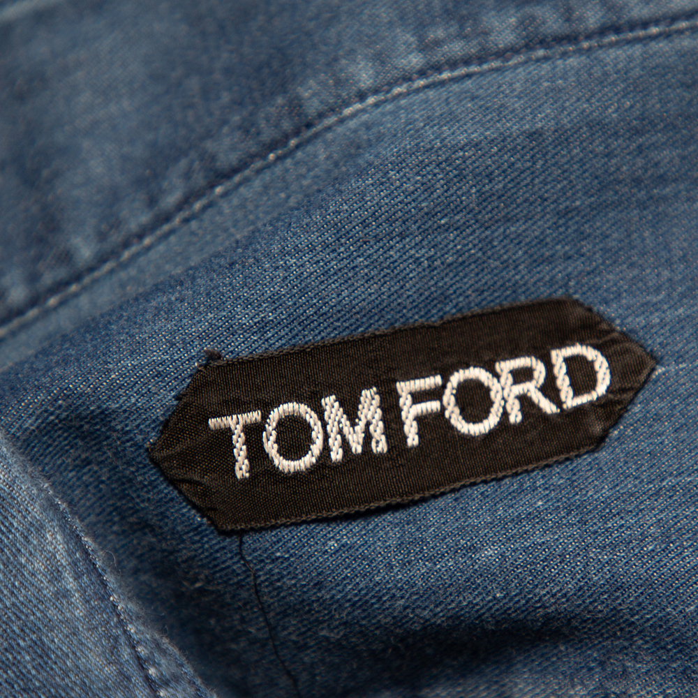 Tom Ford Blue Lightweight Denim Button Front Shirt XXL