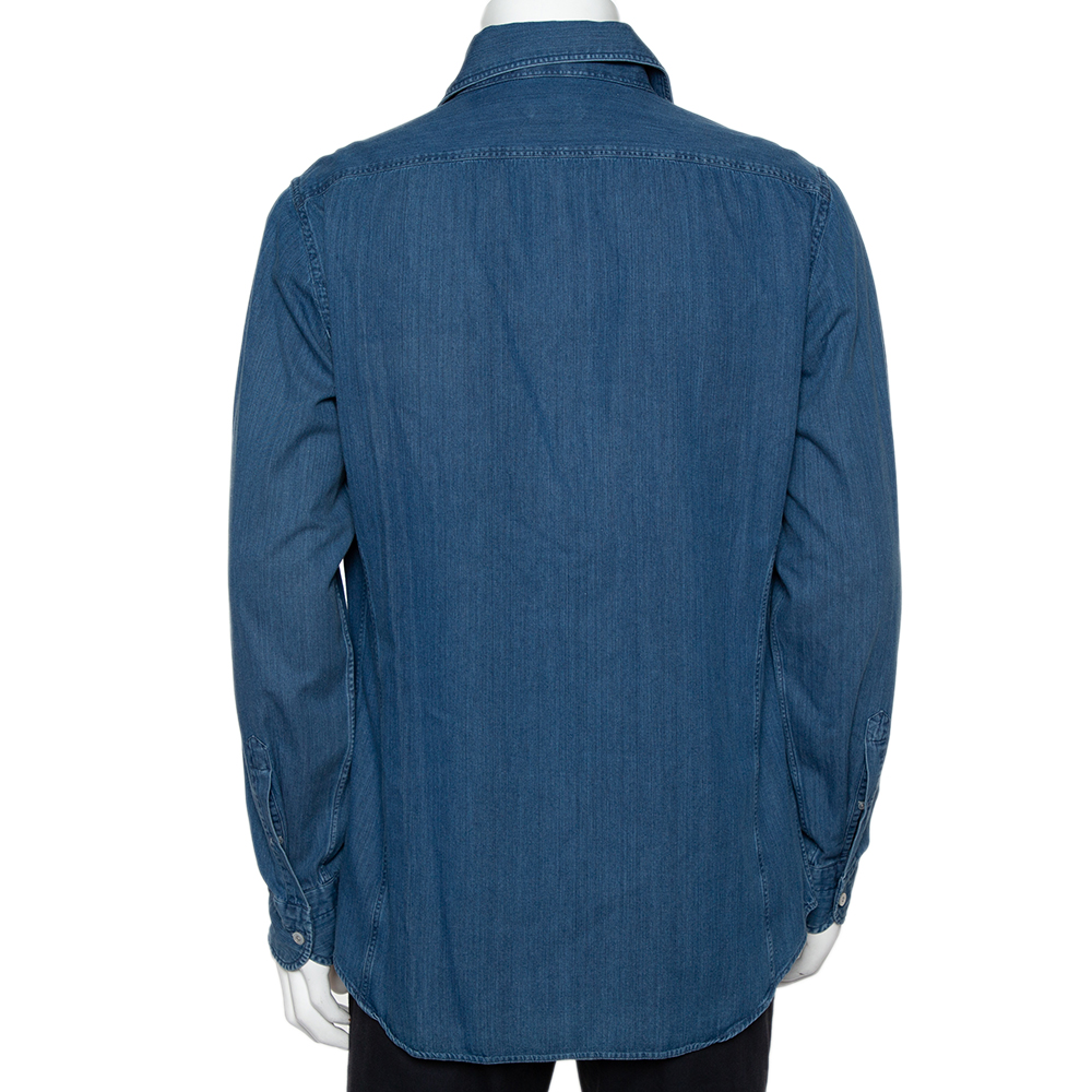Tom Ford Blue Lightweight Denim Button Front Shirt XXL