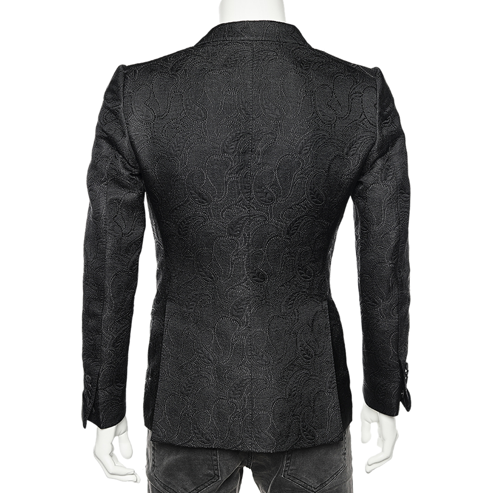 Tom Ford Black Textured Silk & Wool Single Breasted Blazer S