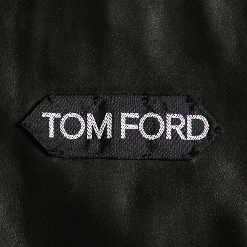 Tom Ford Olive Green Leather Button Front Jacket XL