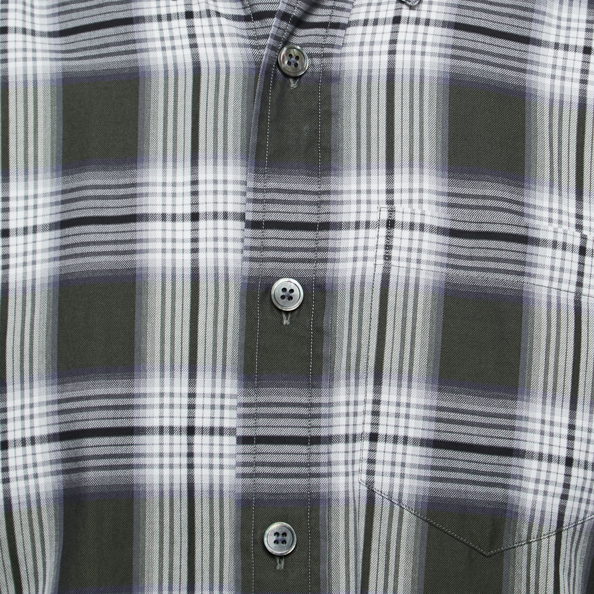 Tom Ford Grey Plaid Cotton Button Front Shirt XL