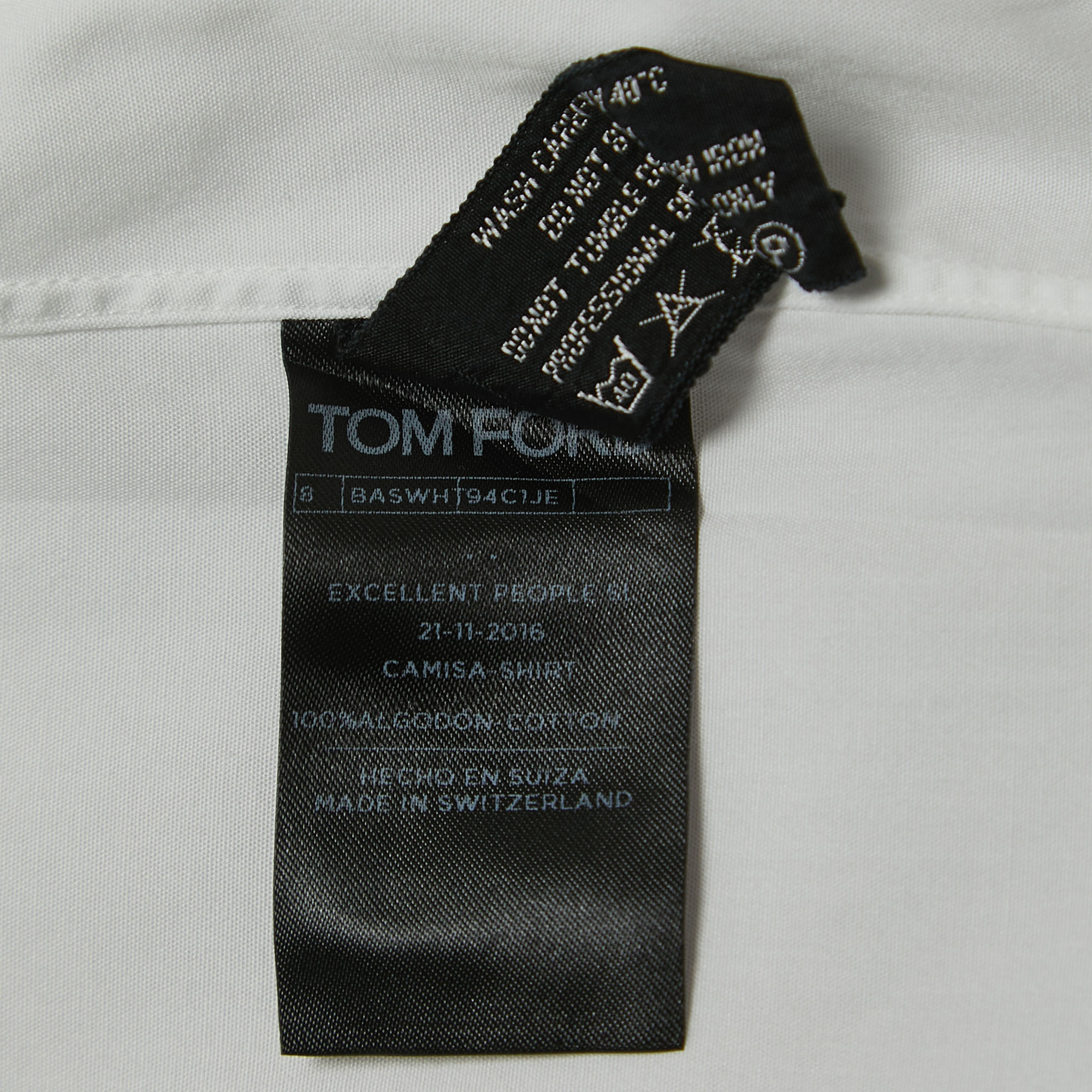 Tom Ford White Cotton Button Front Shirt 2XL