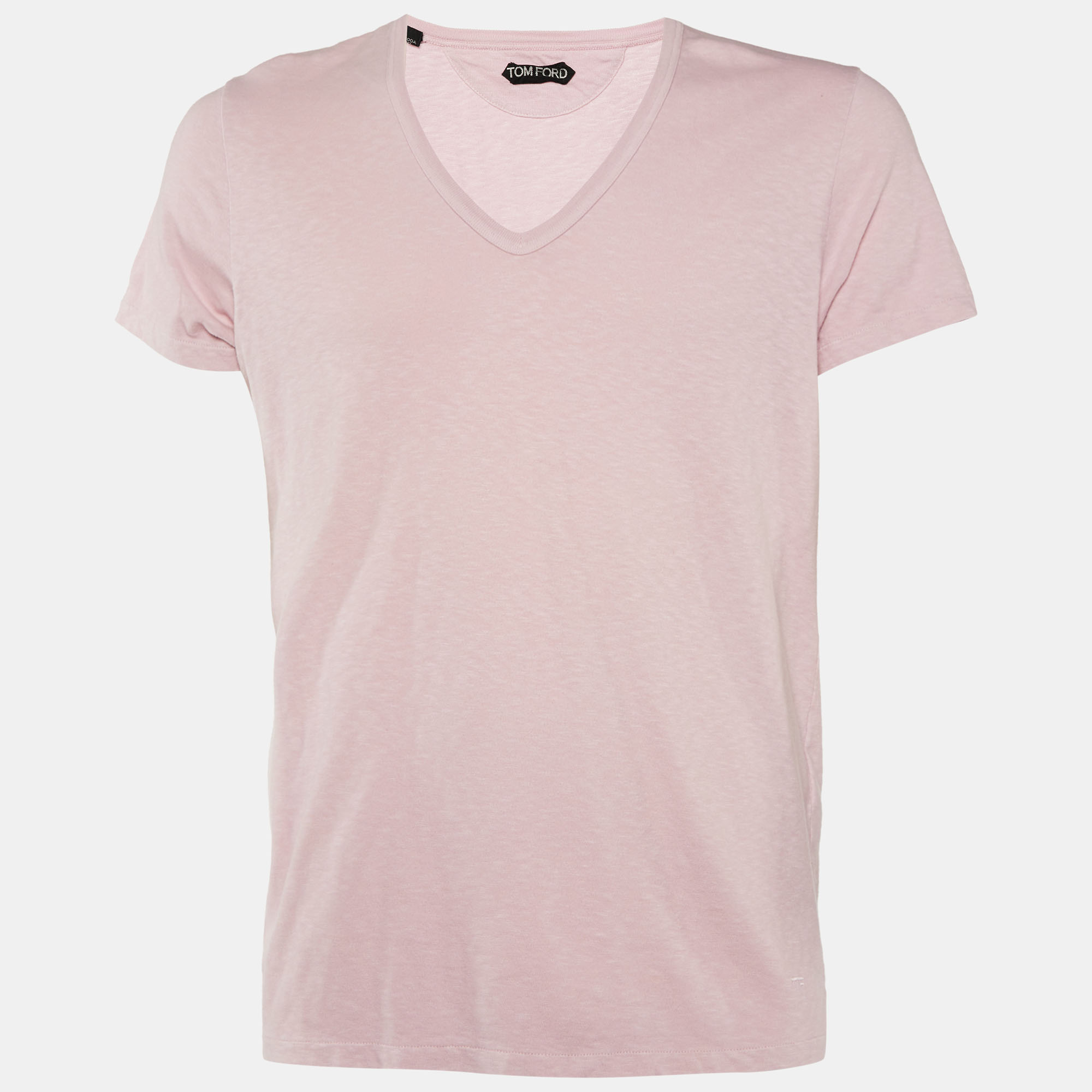 Tom Ford Light Pink Cotton Knit V-Neck T-Shirt XL