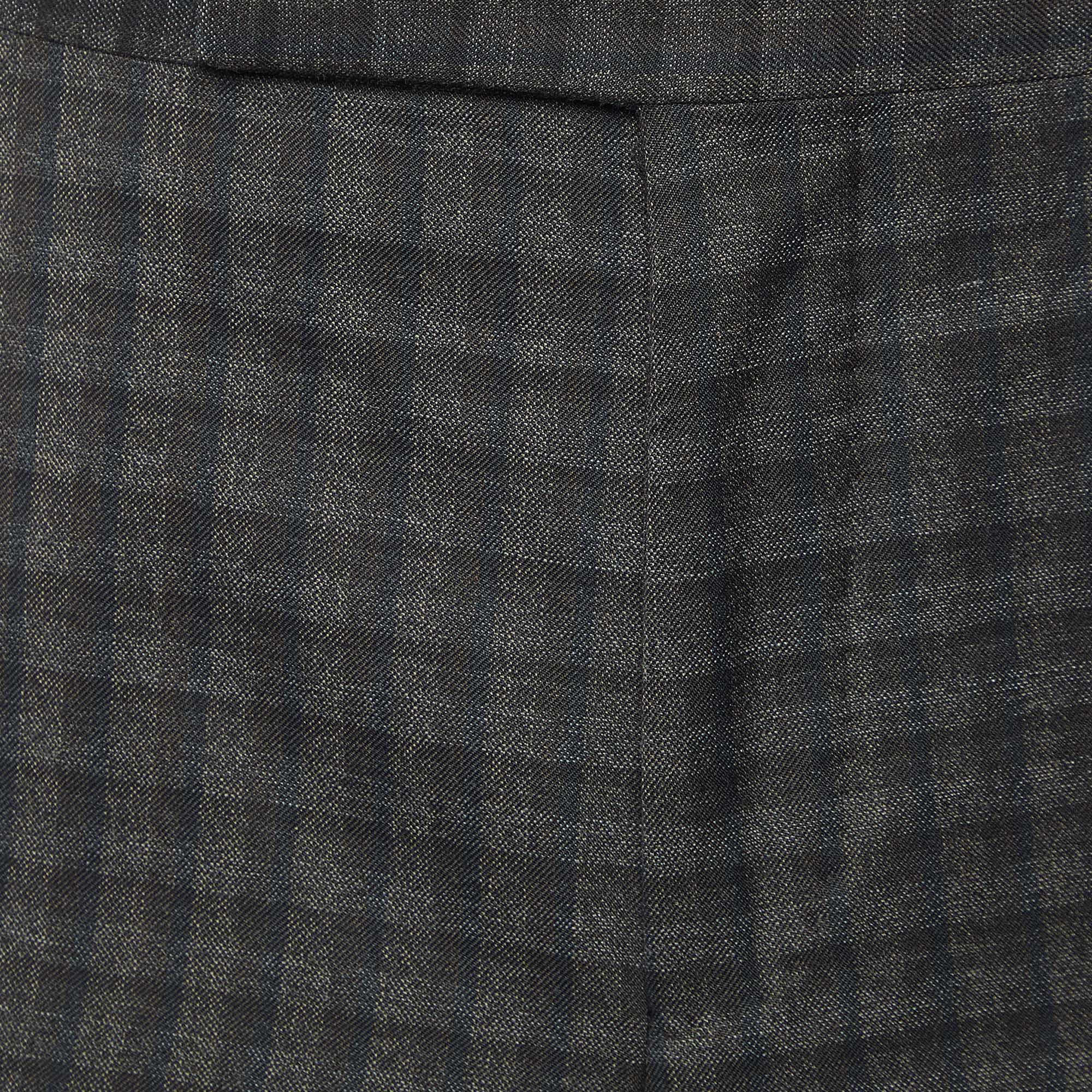 Tom Ford Dark Brown Checked Wool Regular Fit Tailored Trousers M