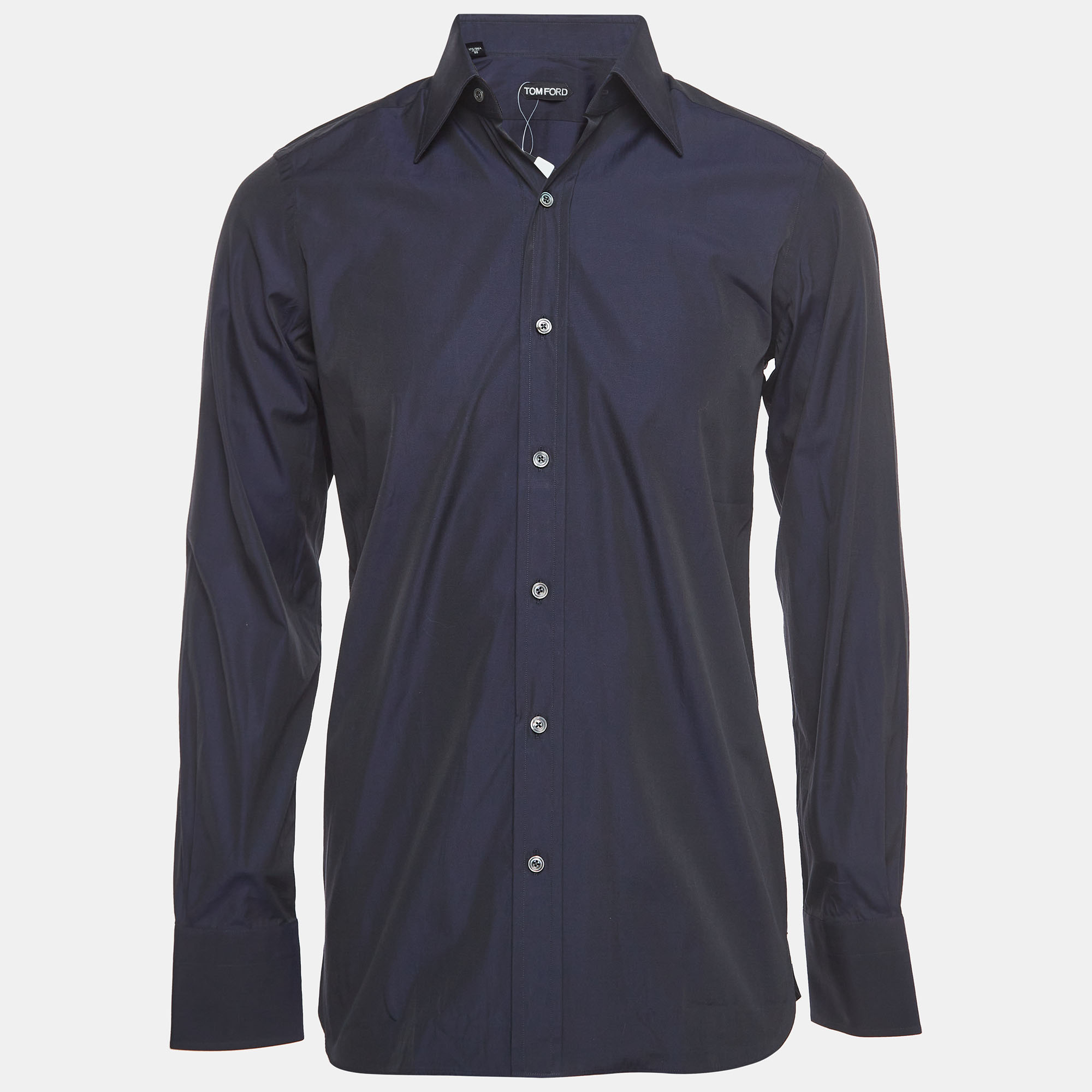 Tom Ford Navy Blue Cotton Long Sleeve Shirt M