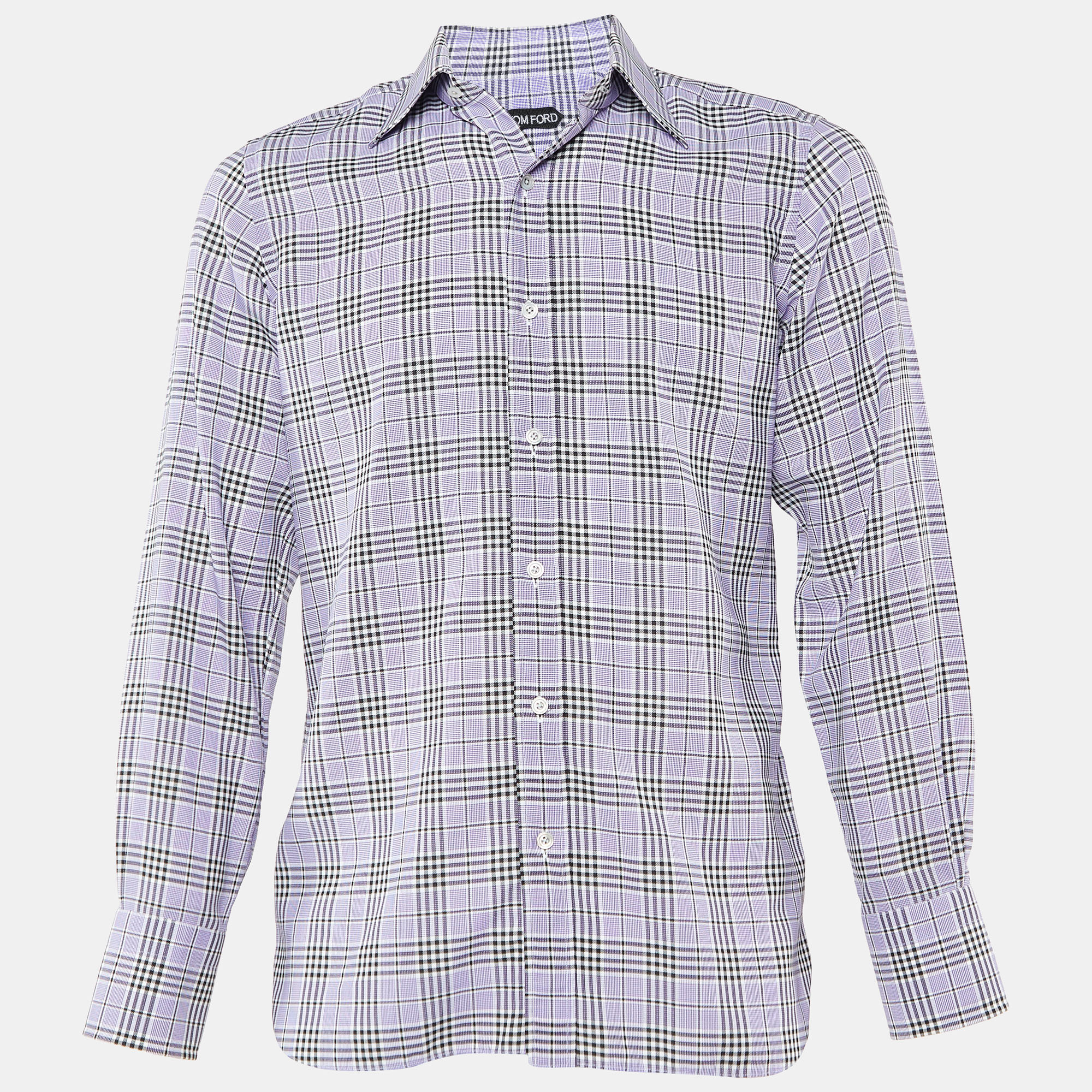 

Tom Ford Purple Plaid Checked Cotton Long Sleeve Shirt