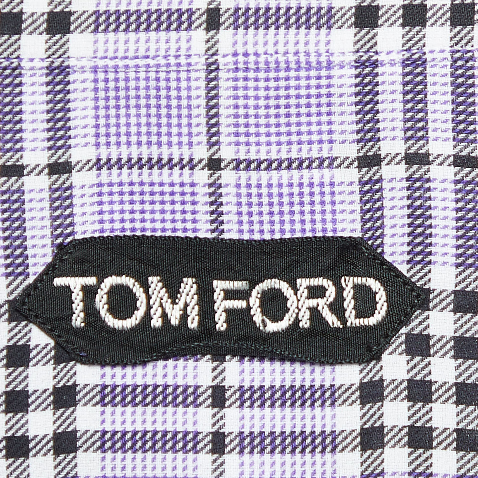 Tom Ford Purple Plaid Checked Cotton Long Sleeve Shirt M