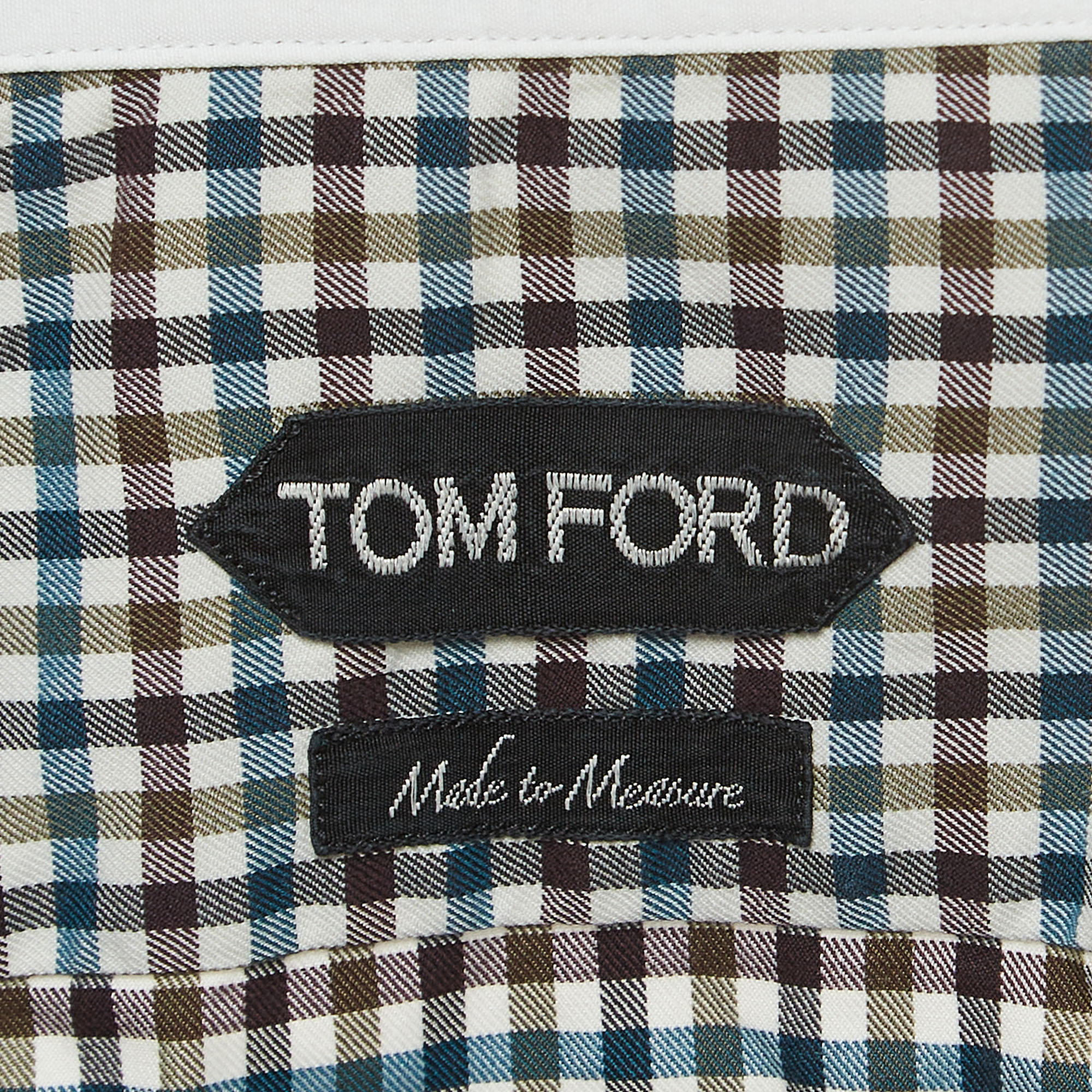 Tom Ford Multicolor Checked Cotton Button Front Shirt L